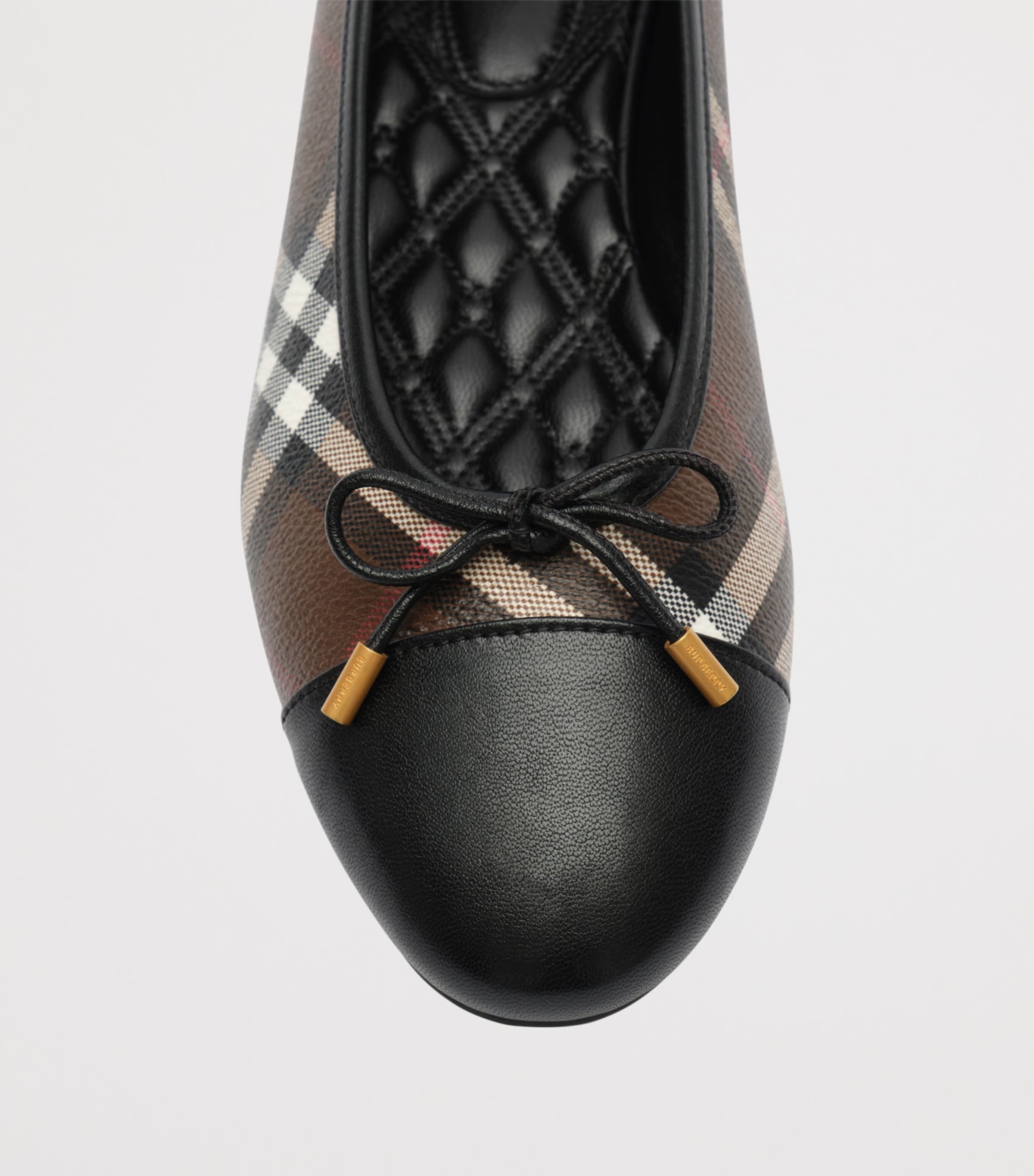 Burberry Check Canvas Highgate Ballet Flats Tobacco Brown Ip Chk Image 6