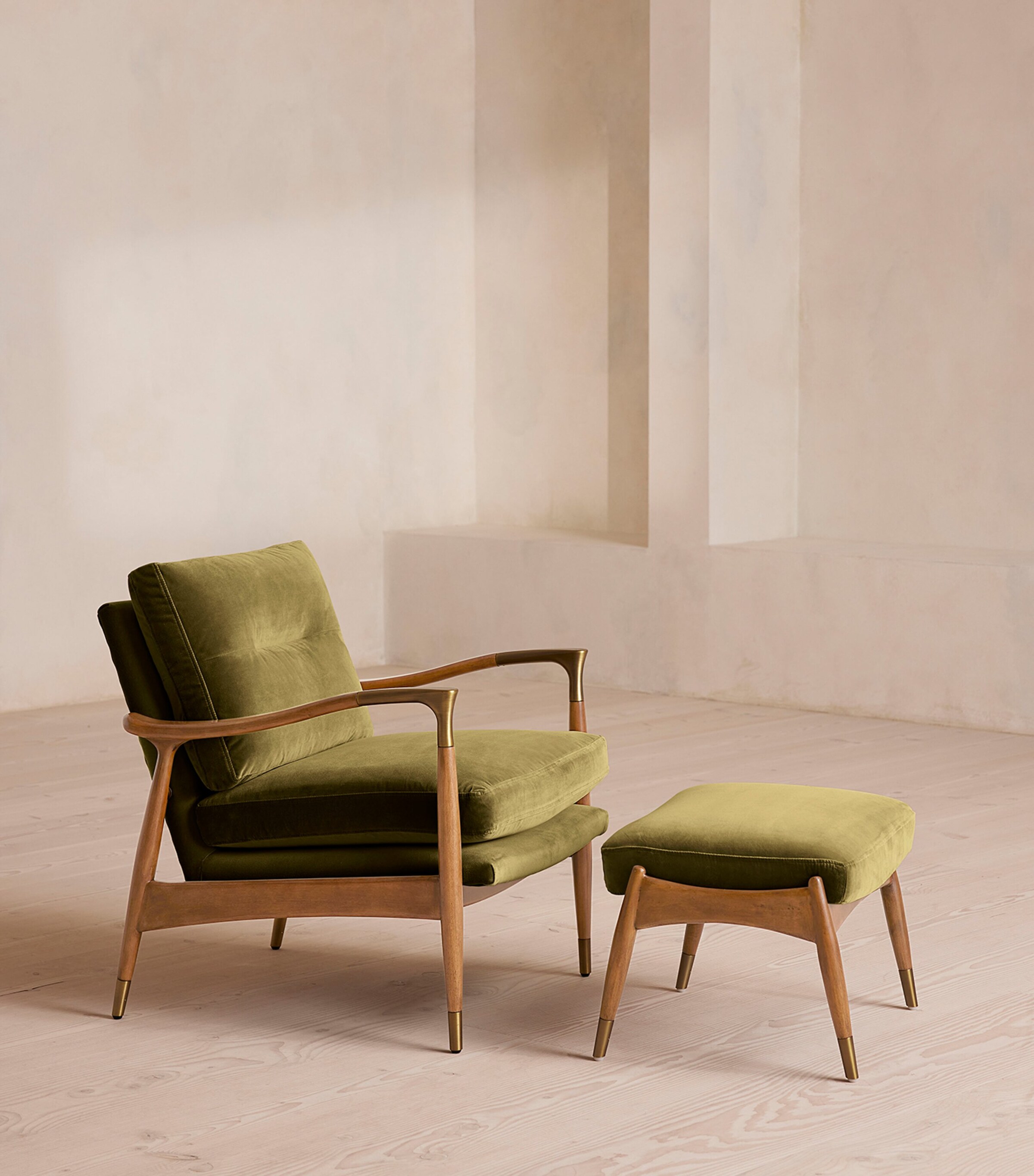Soho Home Velvet Theodore Armchair Olive Image 4