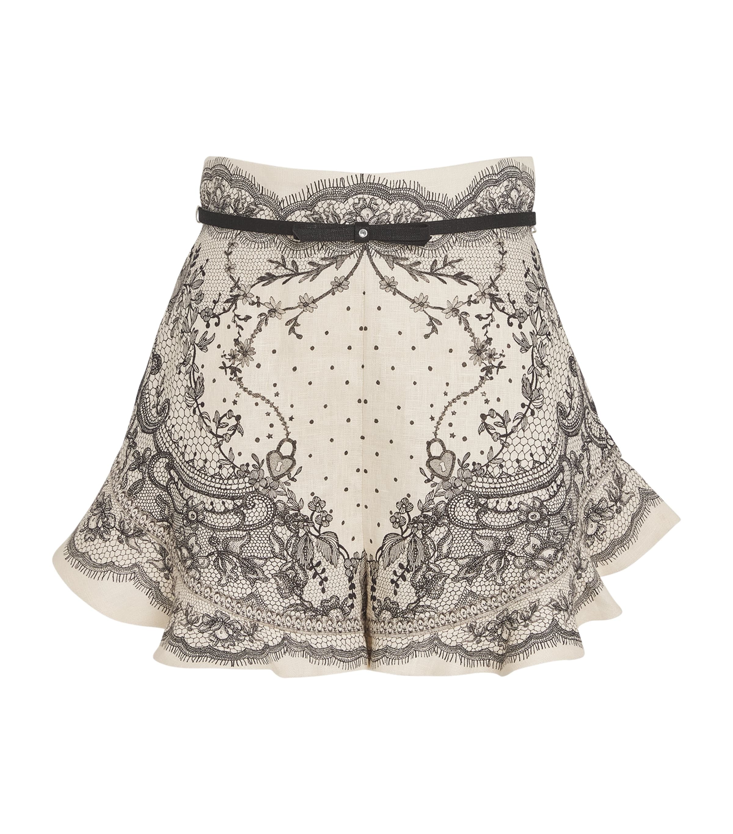 Zimmermann Linen Frill-Hem Crush Flat Shorts | Harrods US