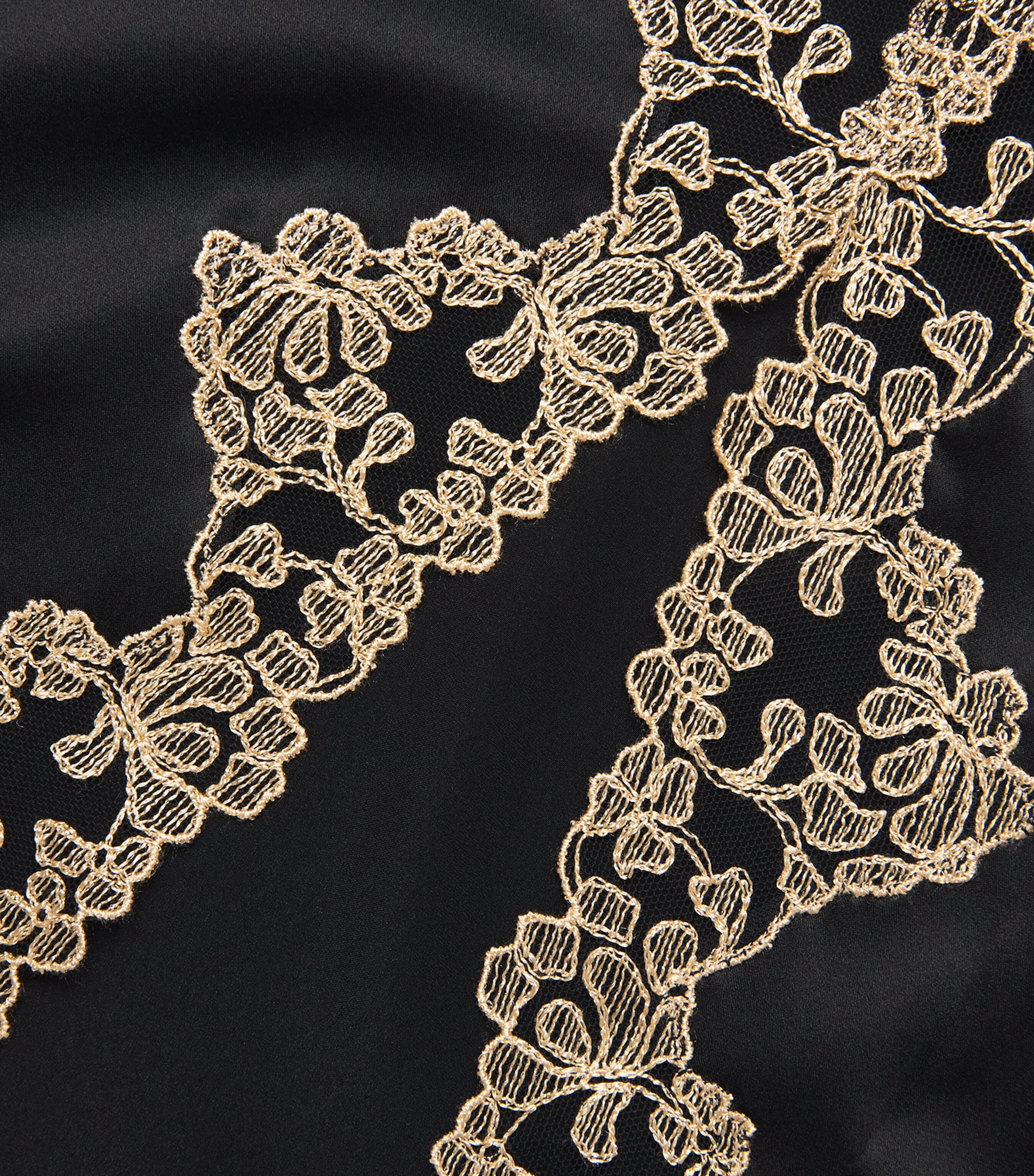 Silk-Blend Reina Nightdress BLACK & GOLD Image 4