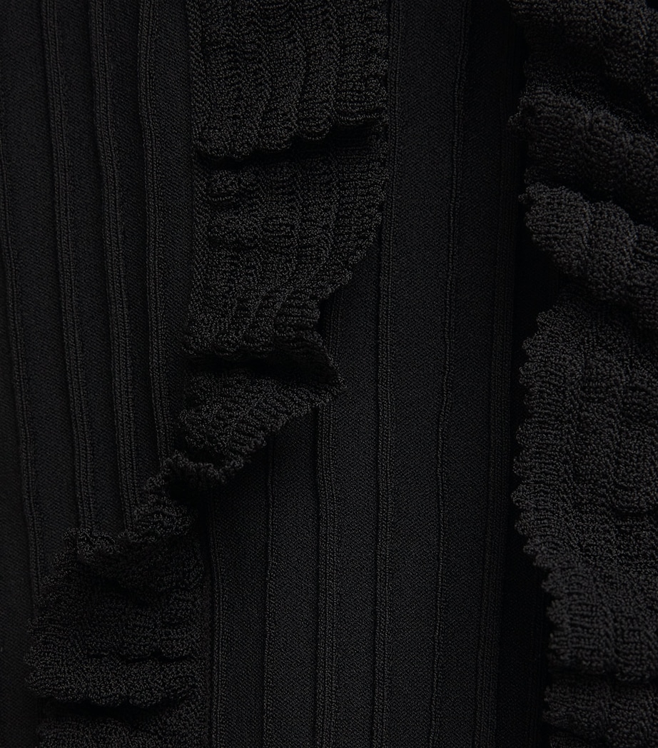 Sandro Paris Womens Knitted Ruffled Maxi Dress Black Image 6