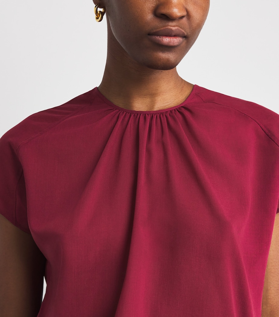 Wool-Blend Sheer Broca Blouse RUBY Image 6