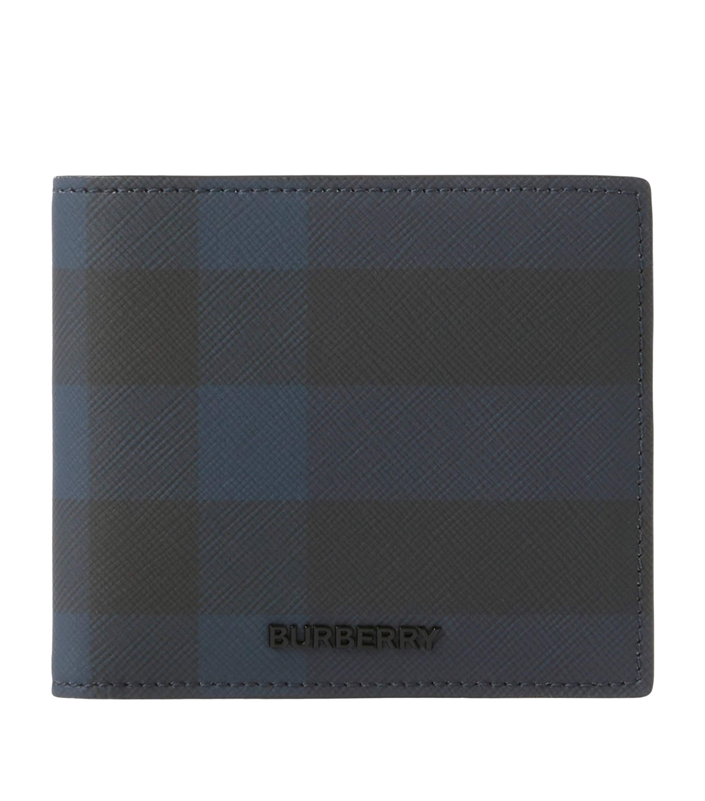 Burberry Check Coated Canvas Bifold Wallet In Navy
