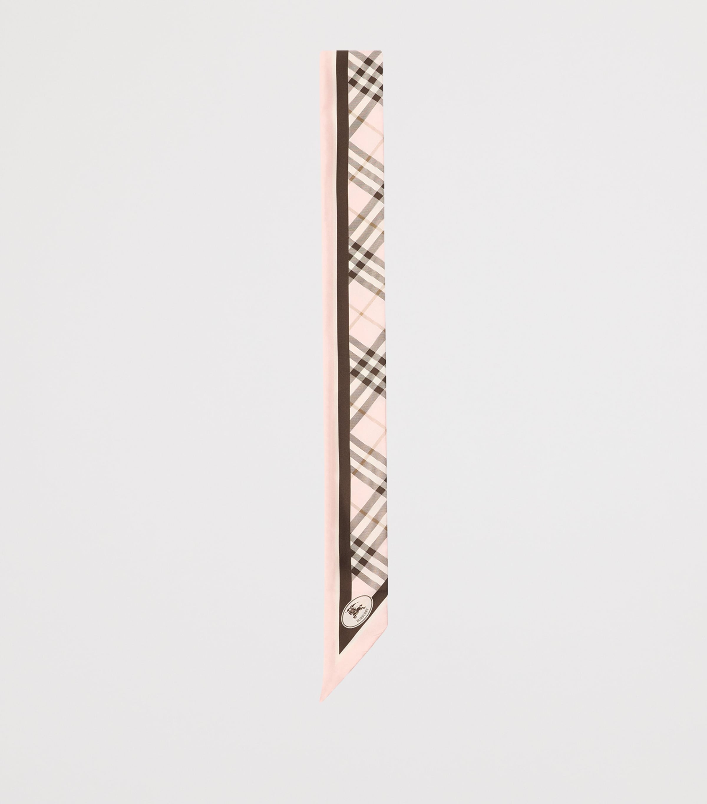Burberry Silk Check Knight Skinny Scarf Bow Pink Image 2