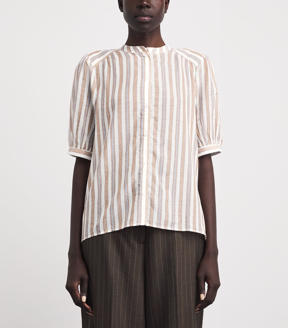 ME+EM Womens Stripe Blouse and Tie Brown Multi Image 4
