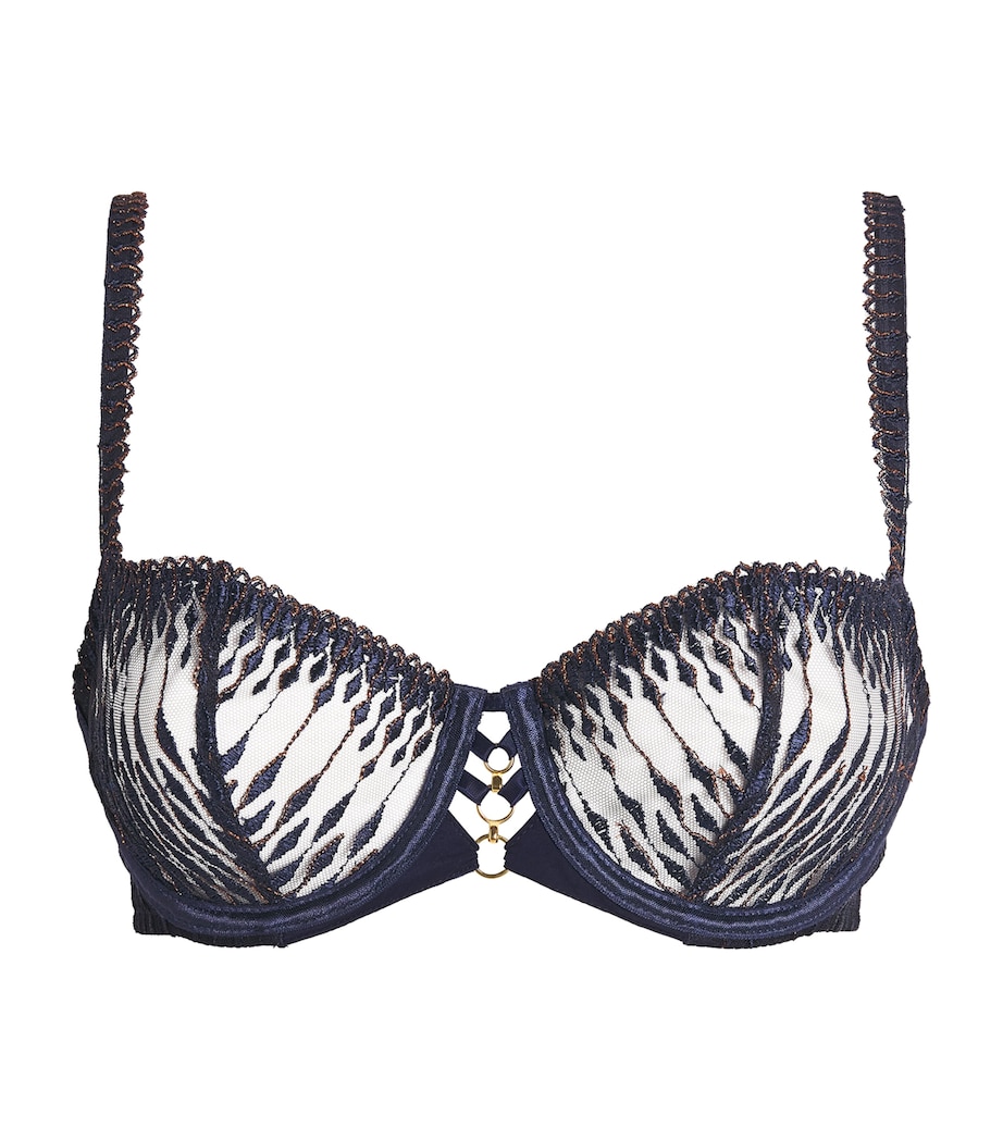 Aubade Womens Embroidered Voodoo Kiss Half-Cup Bra Blue Moon Image 1