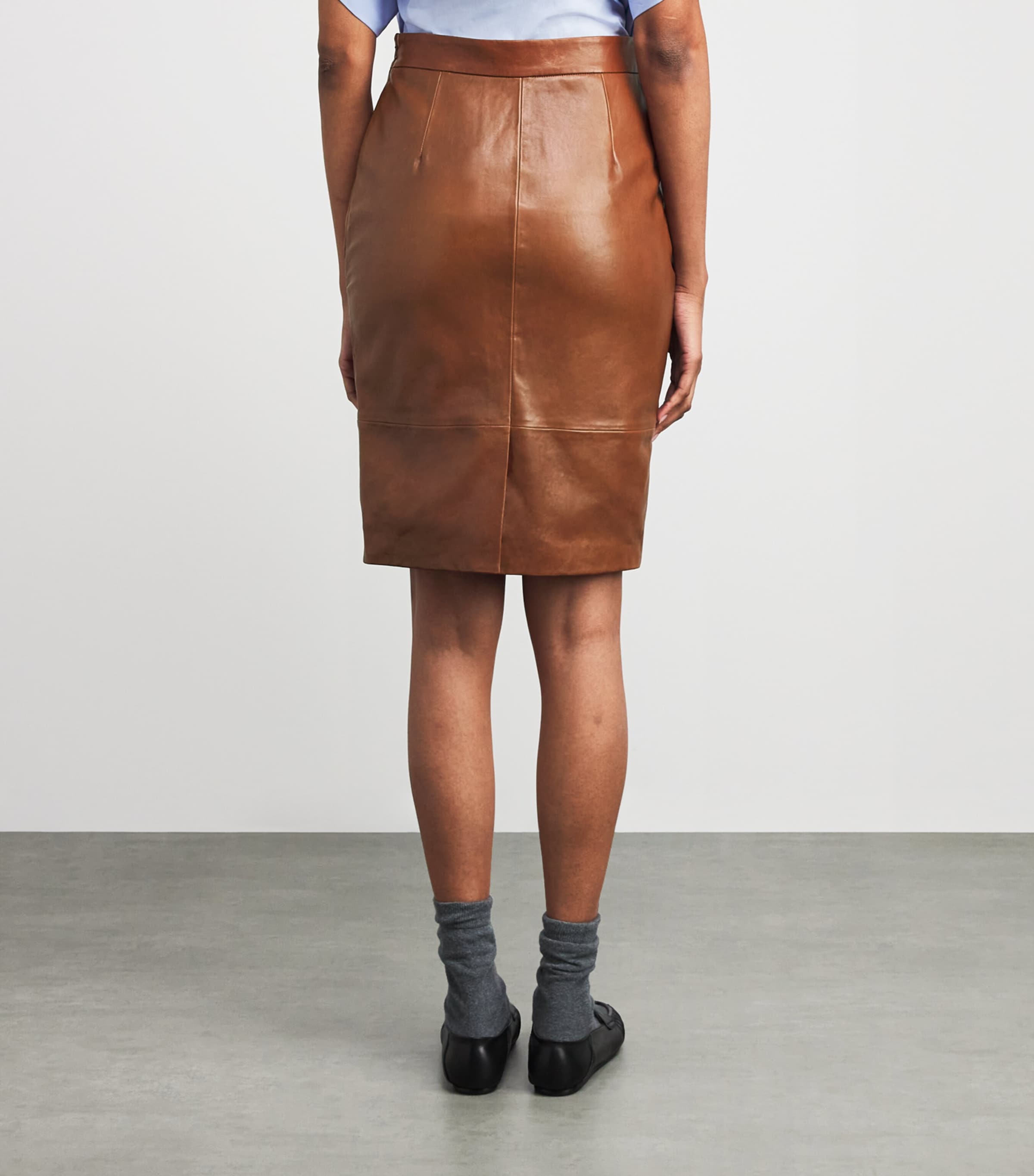 Lambskin Midi Skirt TOBACCO Image 4