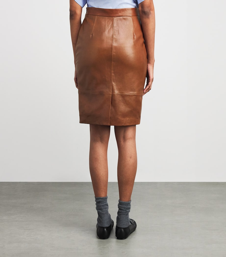 Lambskin Midi Skirt TOBACCO Image 4