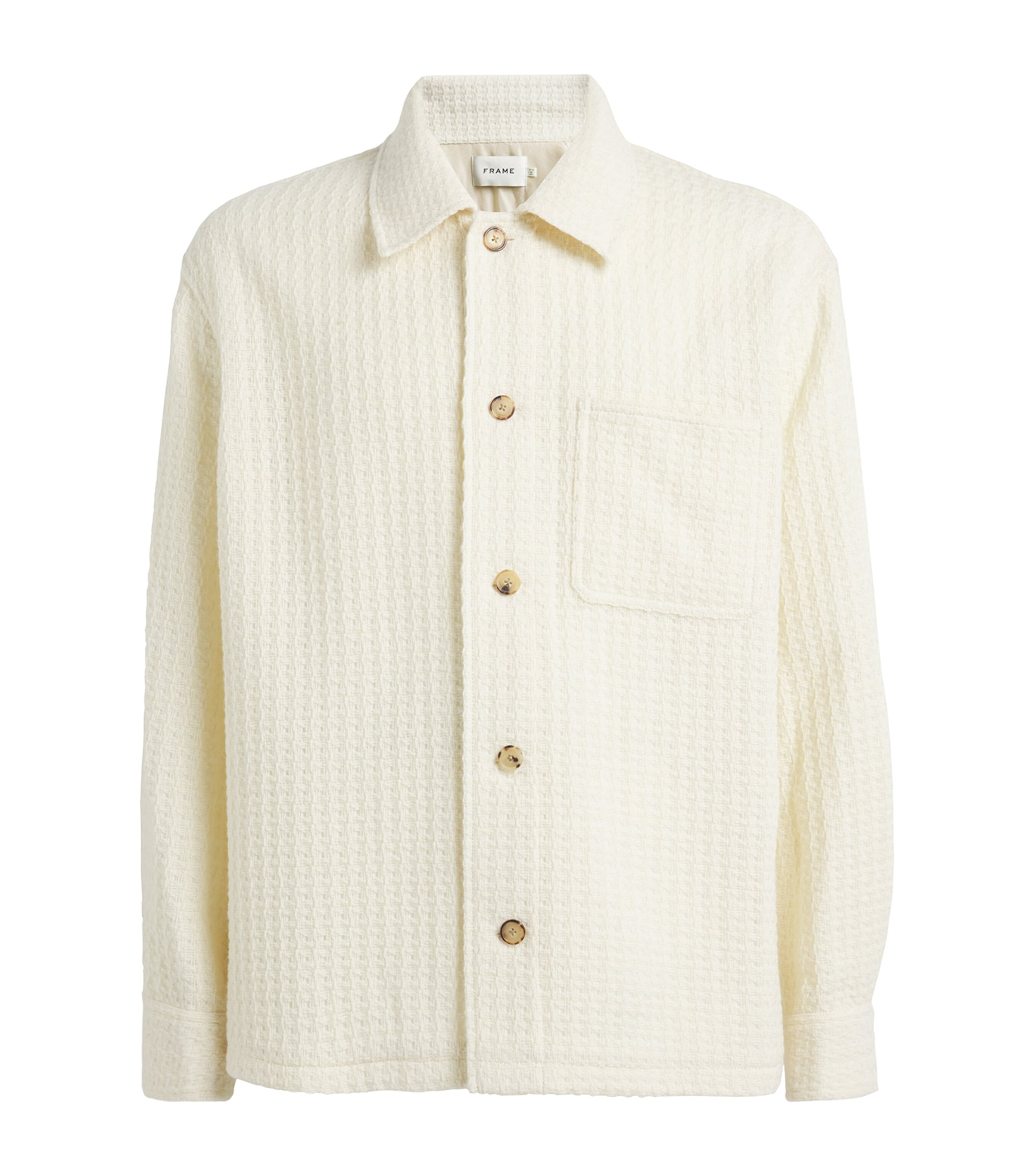 Frame Wool-blend Textured Shirt In Ivory