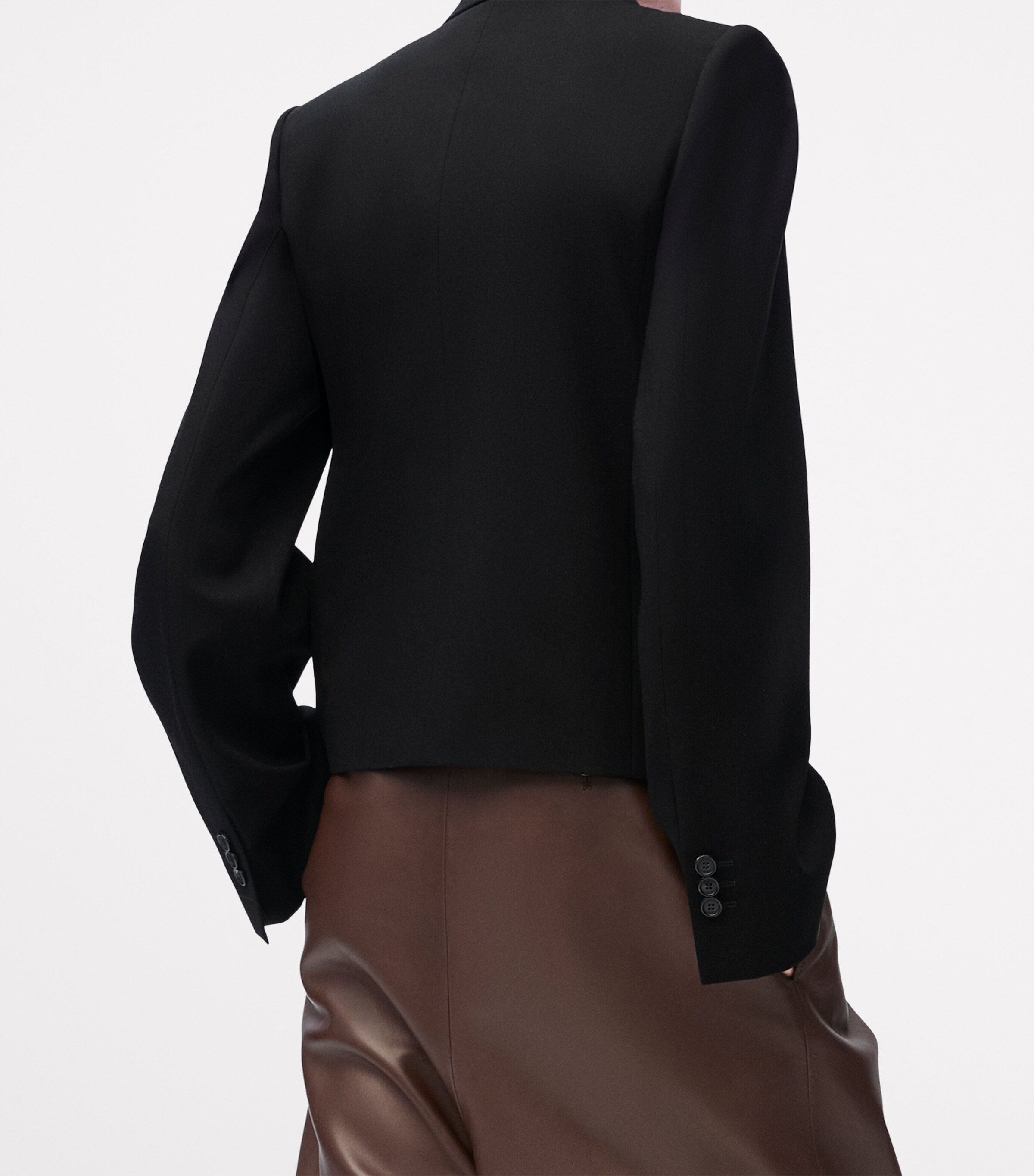Wool-Blend Exaggerated-Sleeve Blazer BLACK Image 3