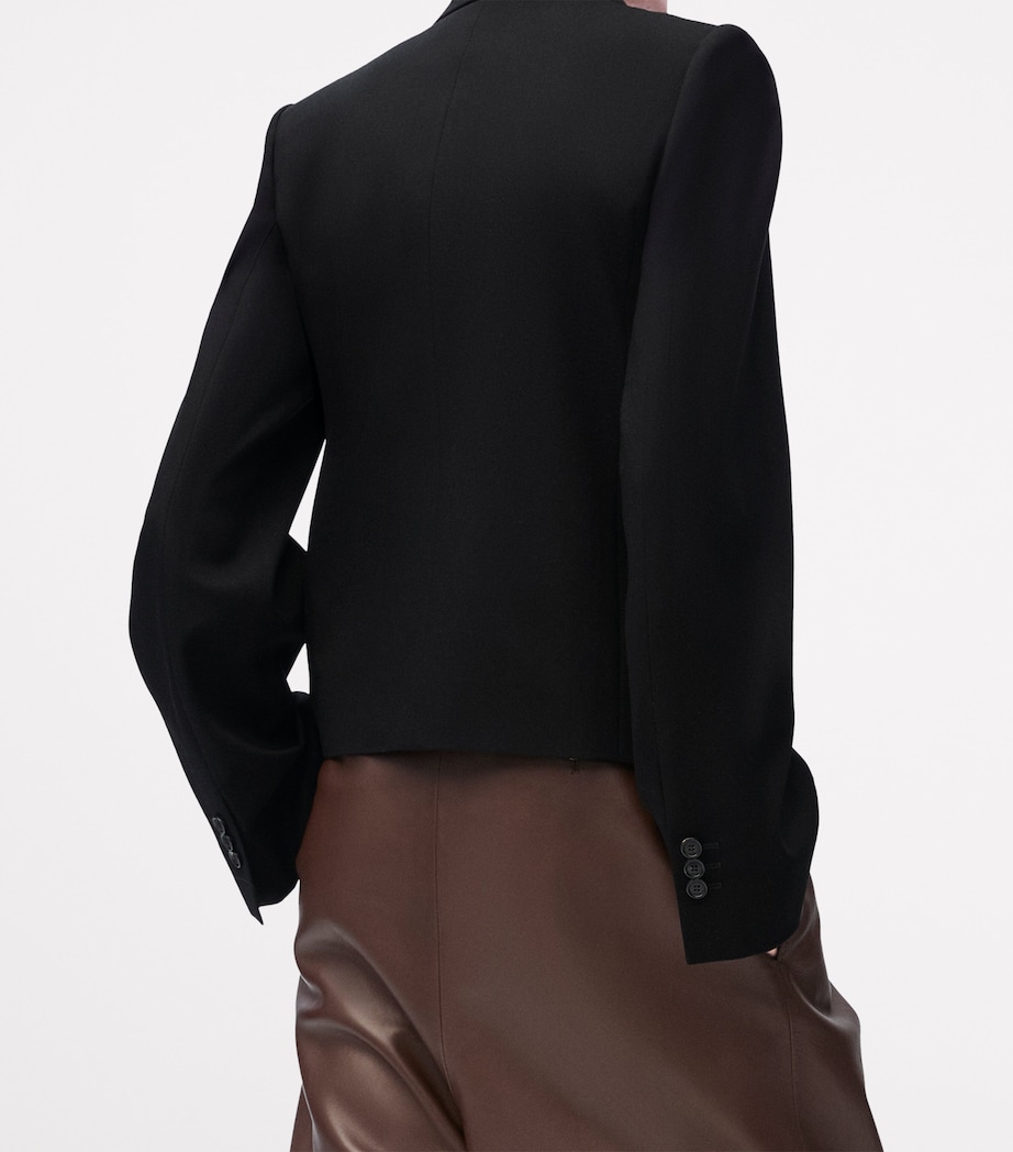Wool-Blend Exaggerated-Sleeve Blazer BLACK Image 3