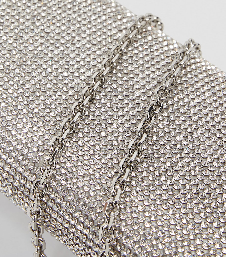 Satin Crystal-Embellished Perry Clutch Bag SRHIN-SILVER RHINE Image 3