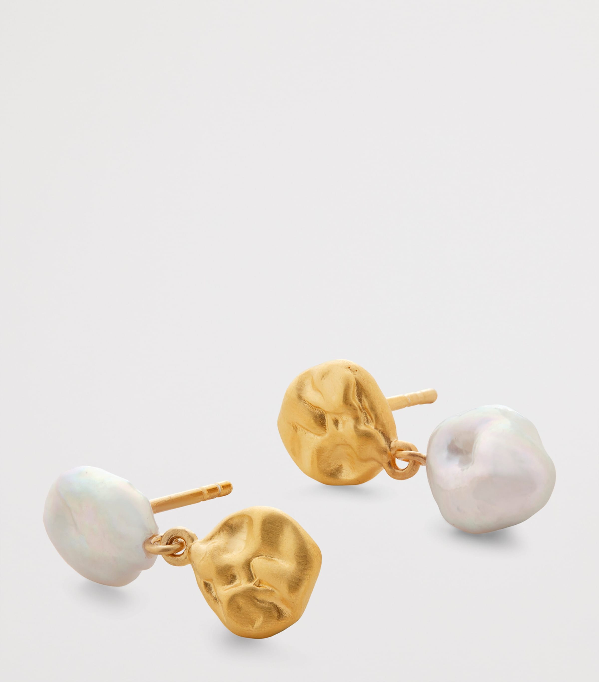 Small Gold Vermeil and Keshi Pearl Drop Earrings 18K GOLD VERMEIL Image 3