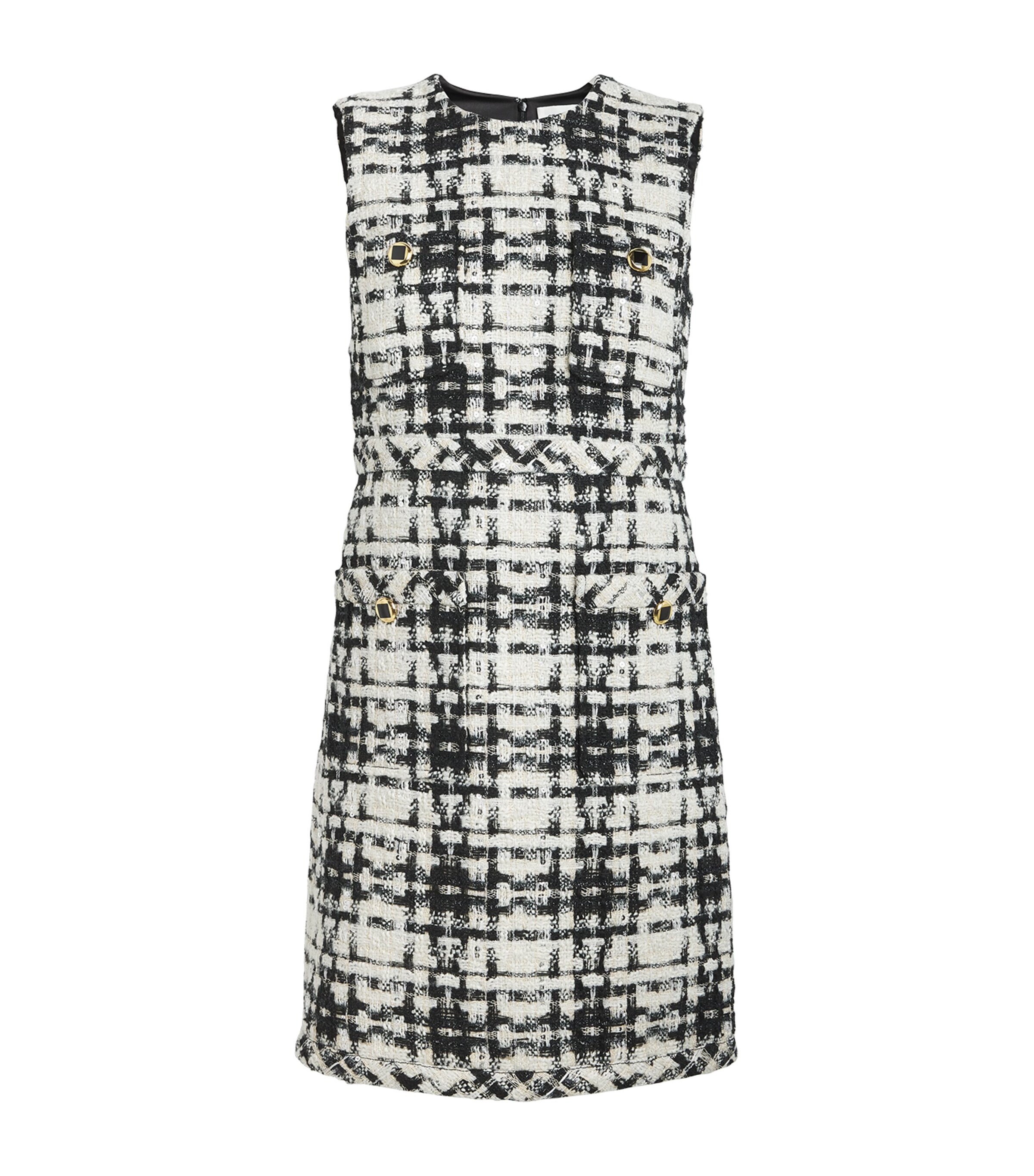 St John Eyelash Plaid Tweed Dress