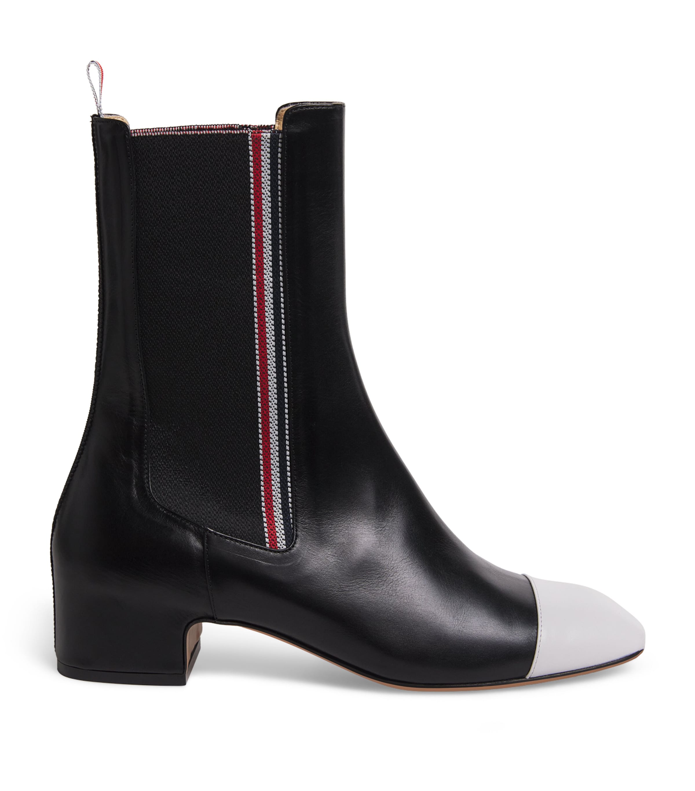 Thom Browne Leather Mid-Calf Chelsea Boots 40 Blk/wht Image 1