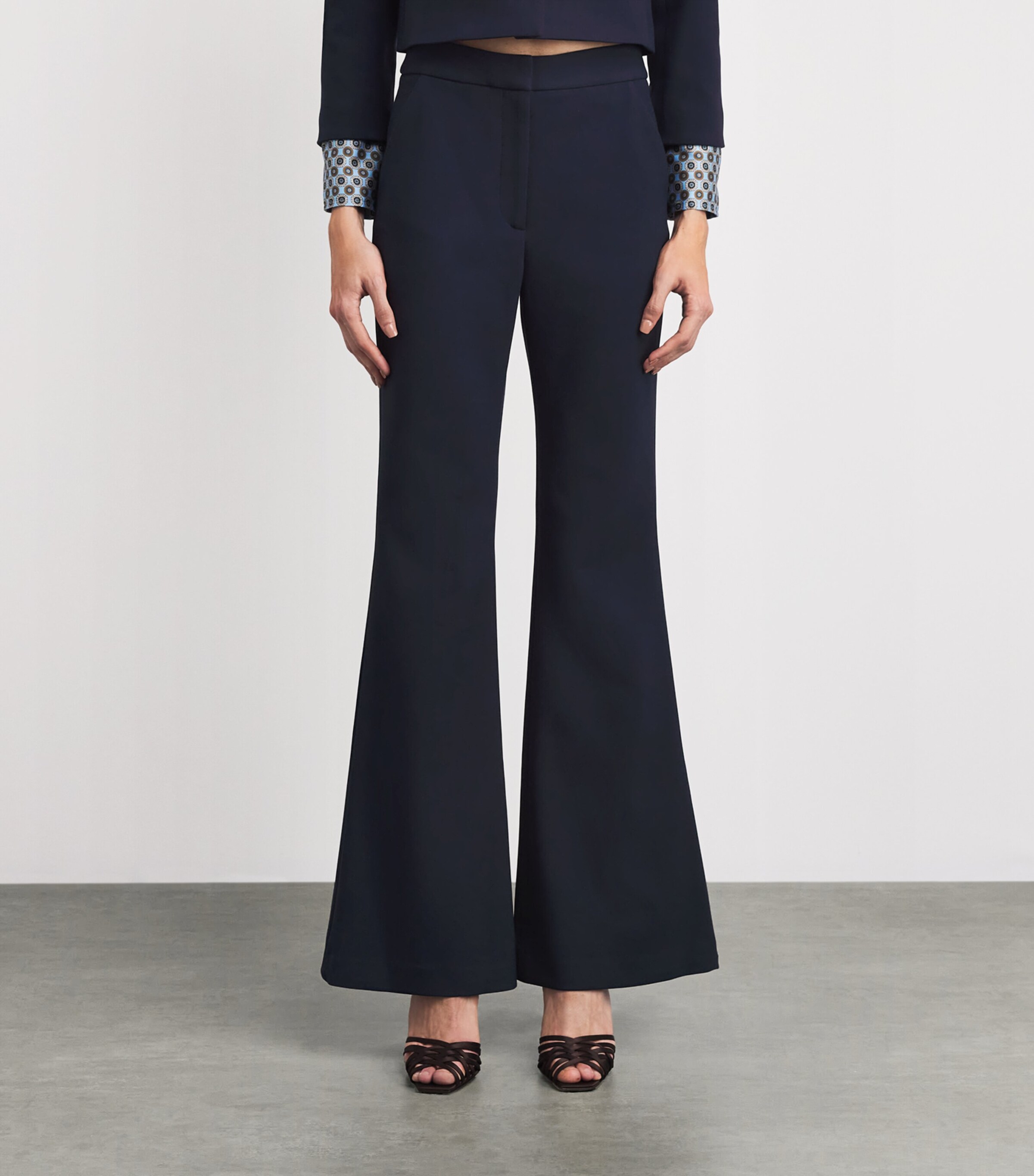 Veronica Beard Womens Arden Flared Trousers Navy Image 4