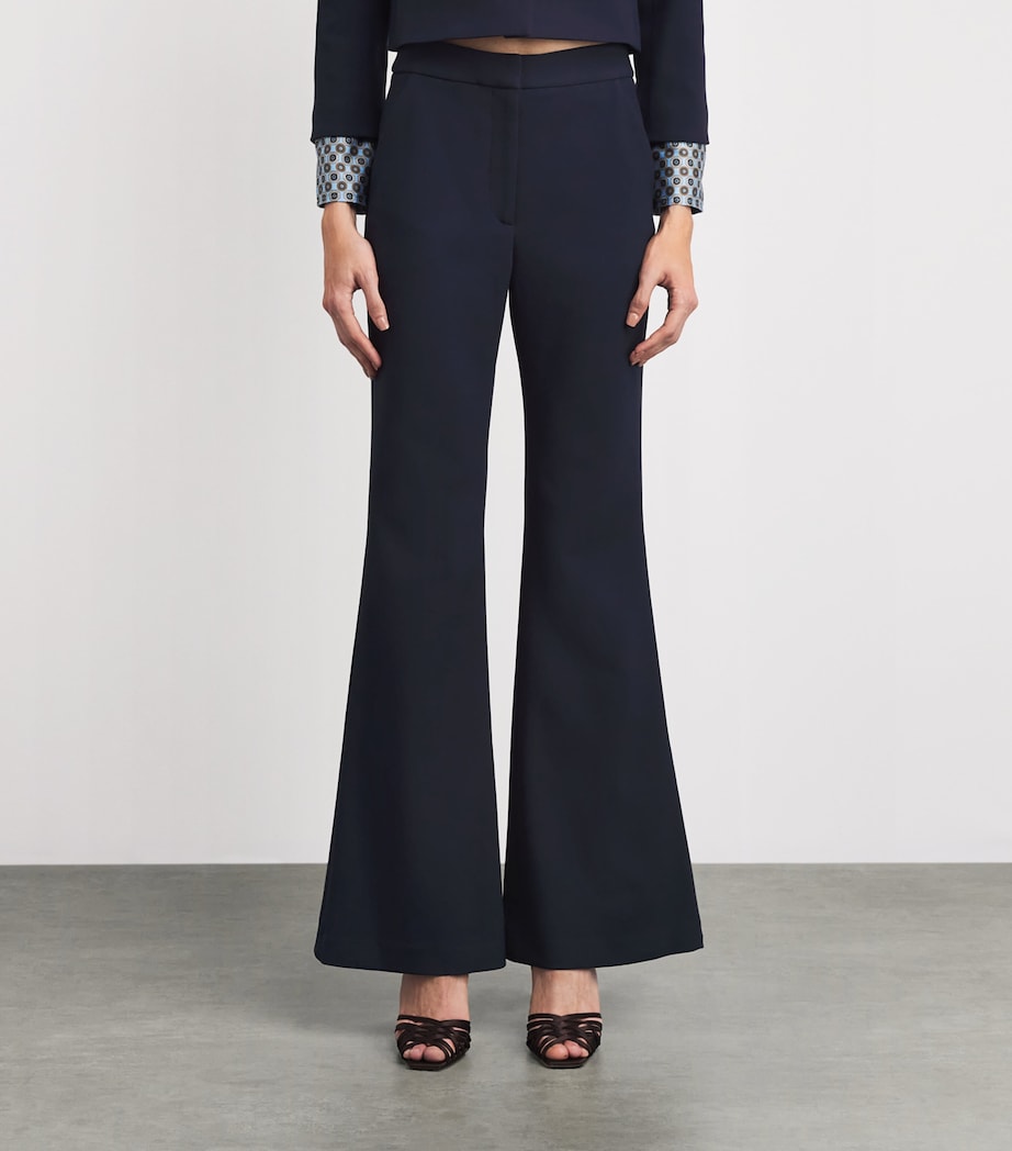 Veronica Beard Womens Arden Flared Trousers Navy Image 4