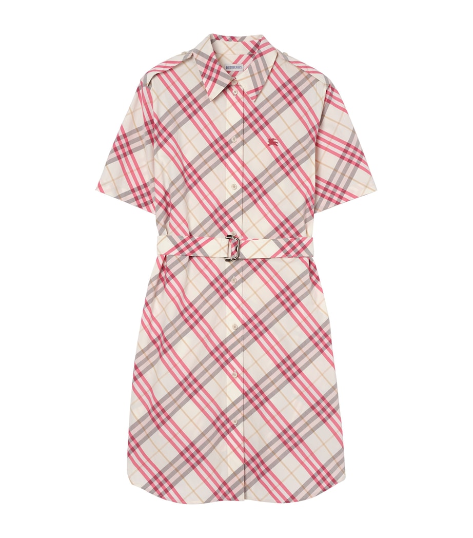 Burberry Womens Cotton Check Mini Shirt Dress Aubergine Prpl Ip Ck Image 1
