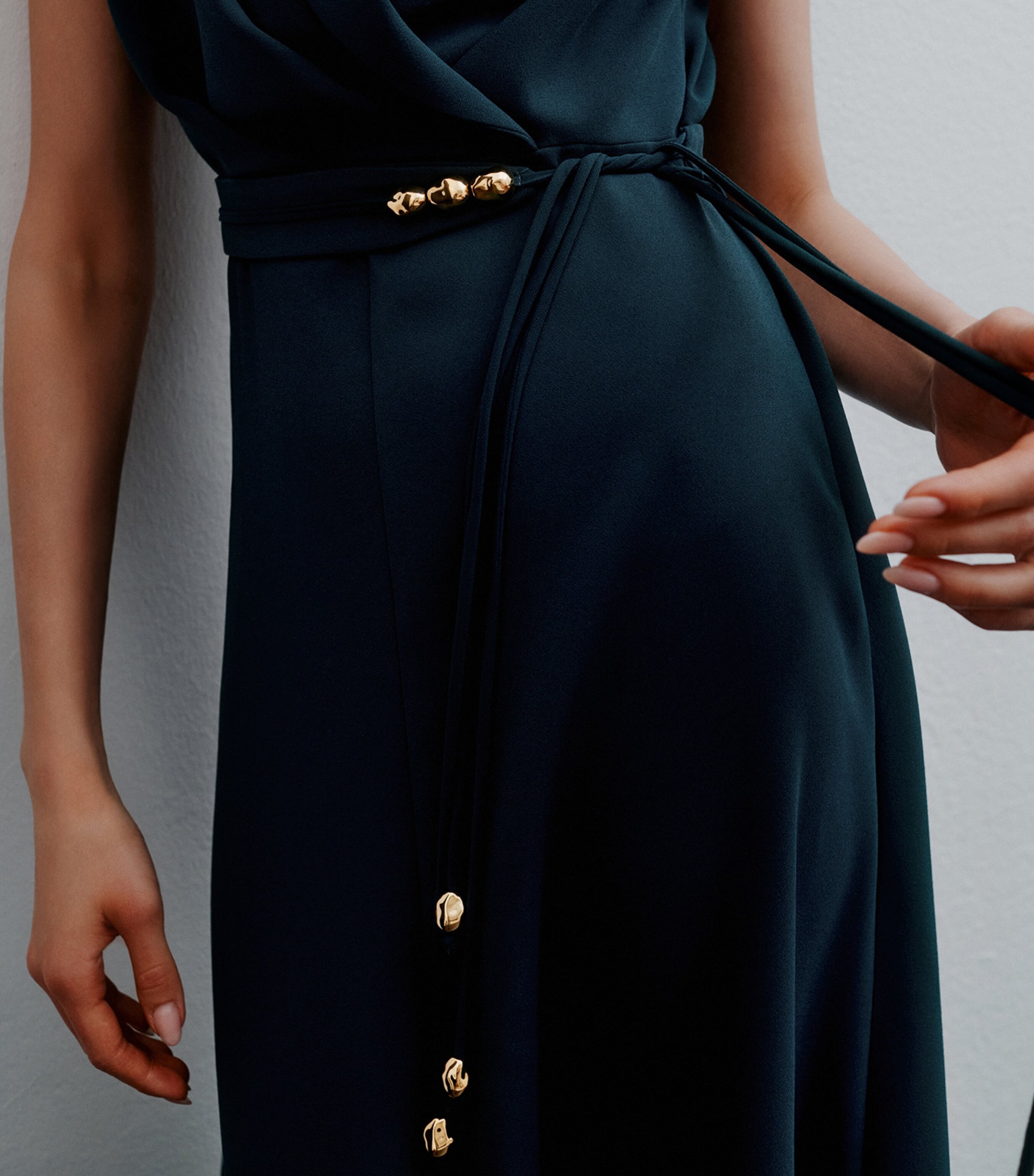 Marella Navy Satin Sleeveless Envers Dress | Harrods US