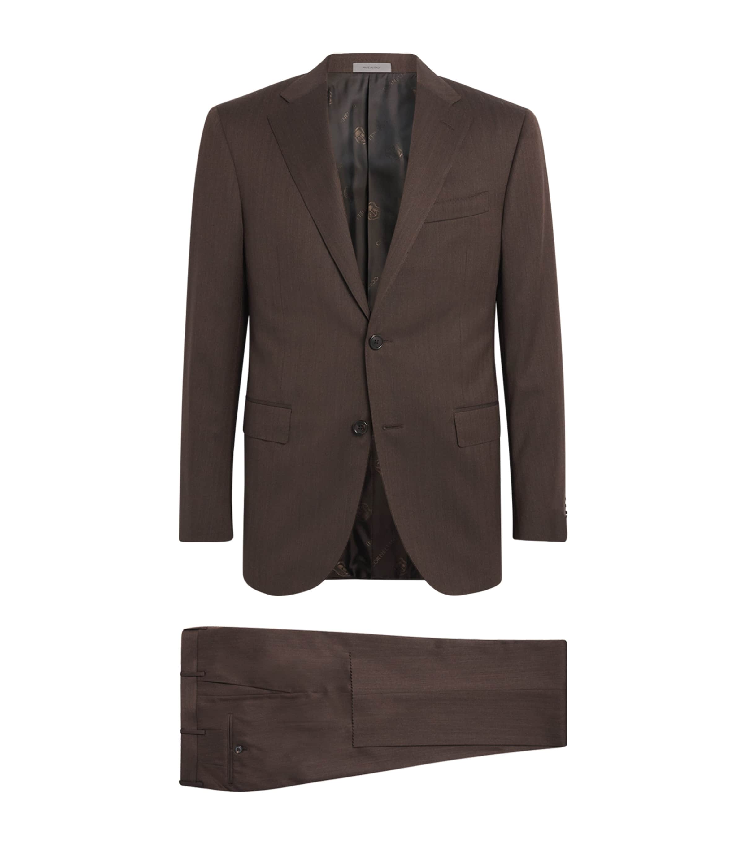 Corneliani Virgin Wool Herringbone 2-piece Suit In Brown