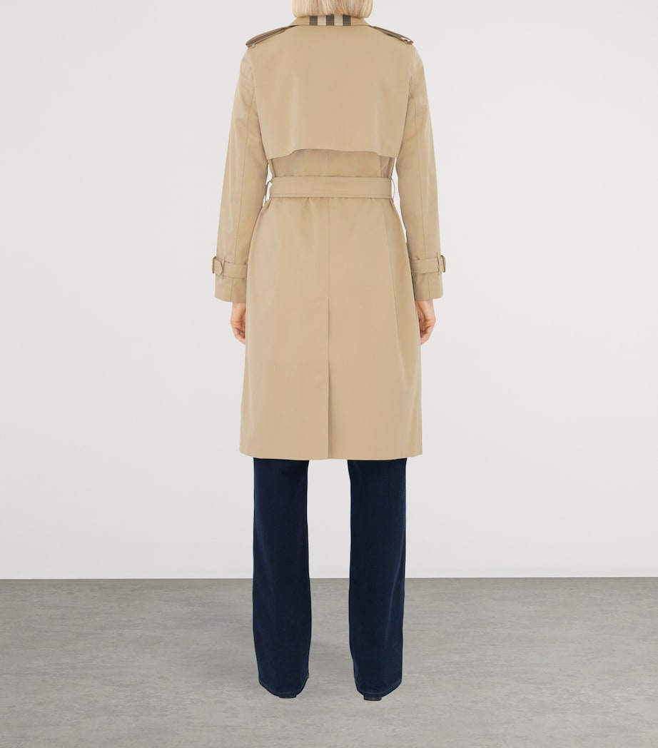 Cotton Check-Collar Trench Coat HONEY Image 5