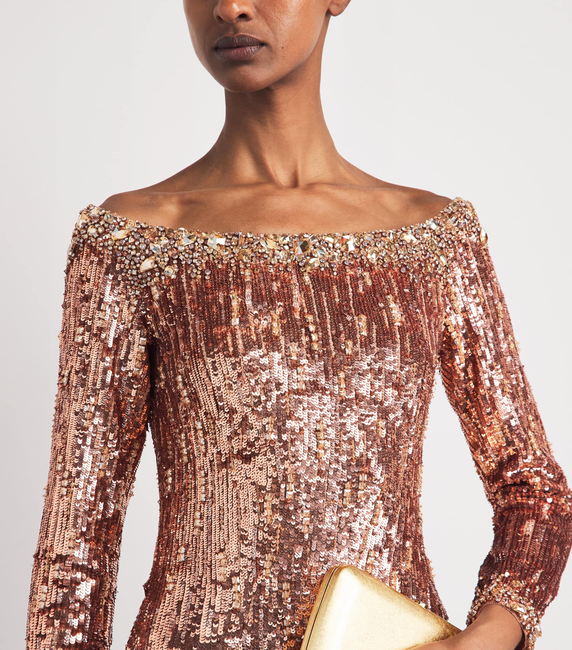 Jenny Packham Womens Sequinned Marnie Gown Sable Image 5