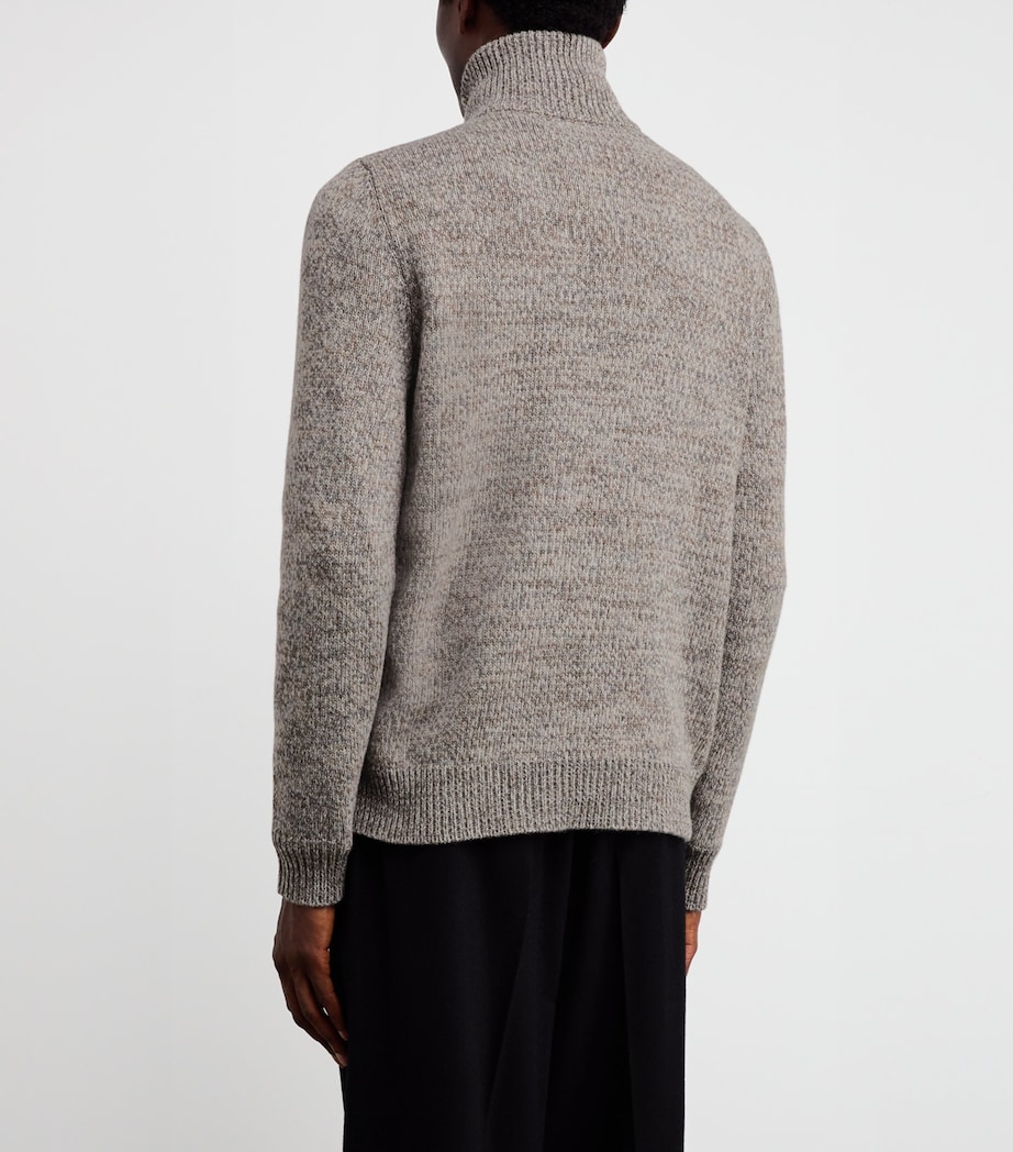 Wool Speckled-Knit Quarter-Zip Sweater 238 TORTORA Image 4
