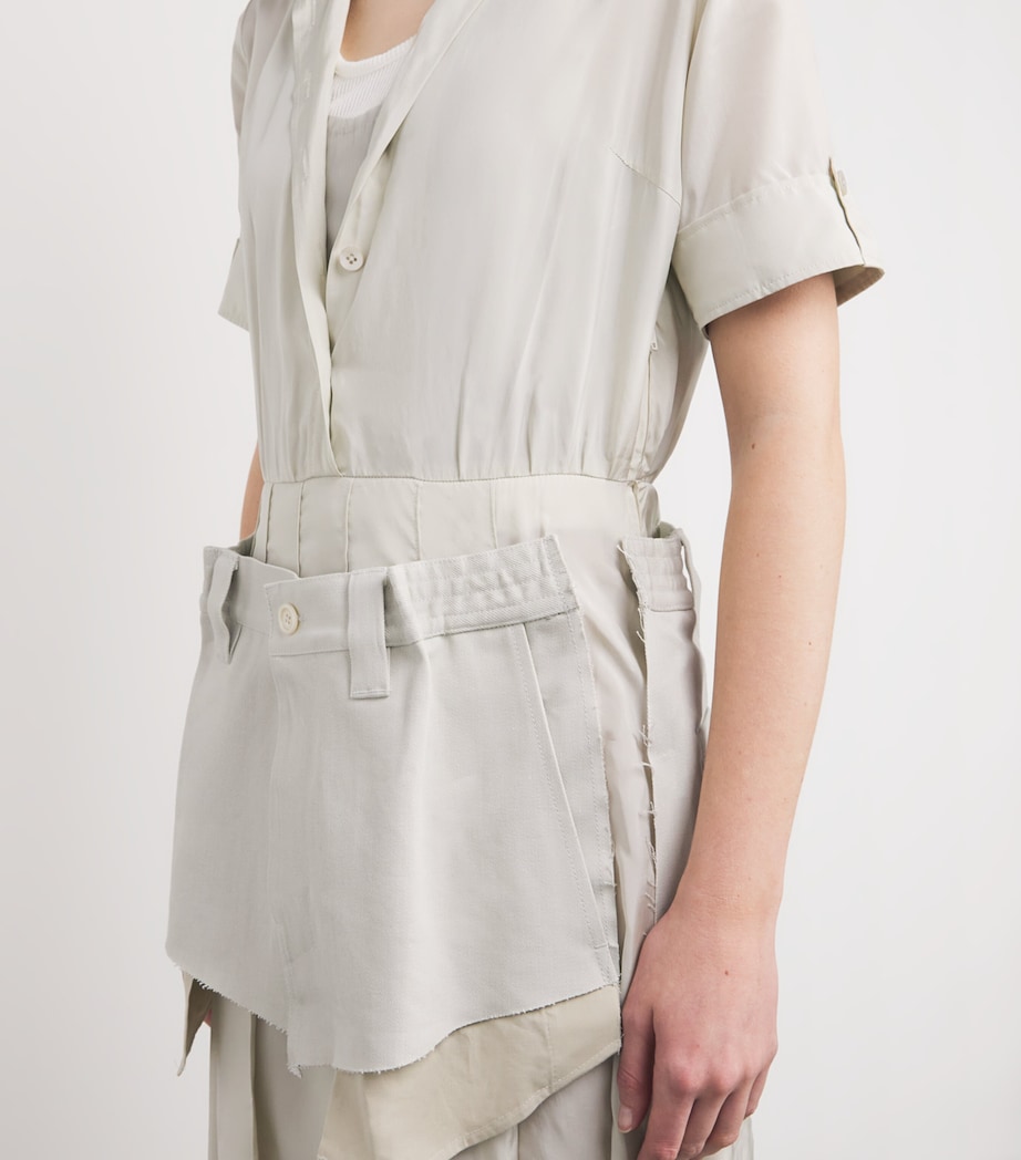 Maison Margiela Womens Layered Convertible Midi Dress Healing Aloe And Pearl Image 6