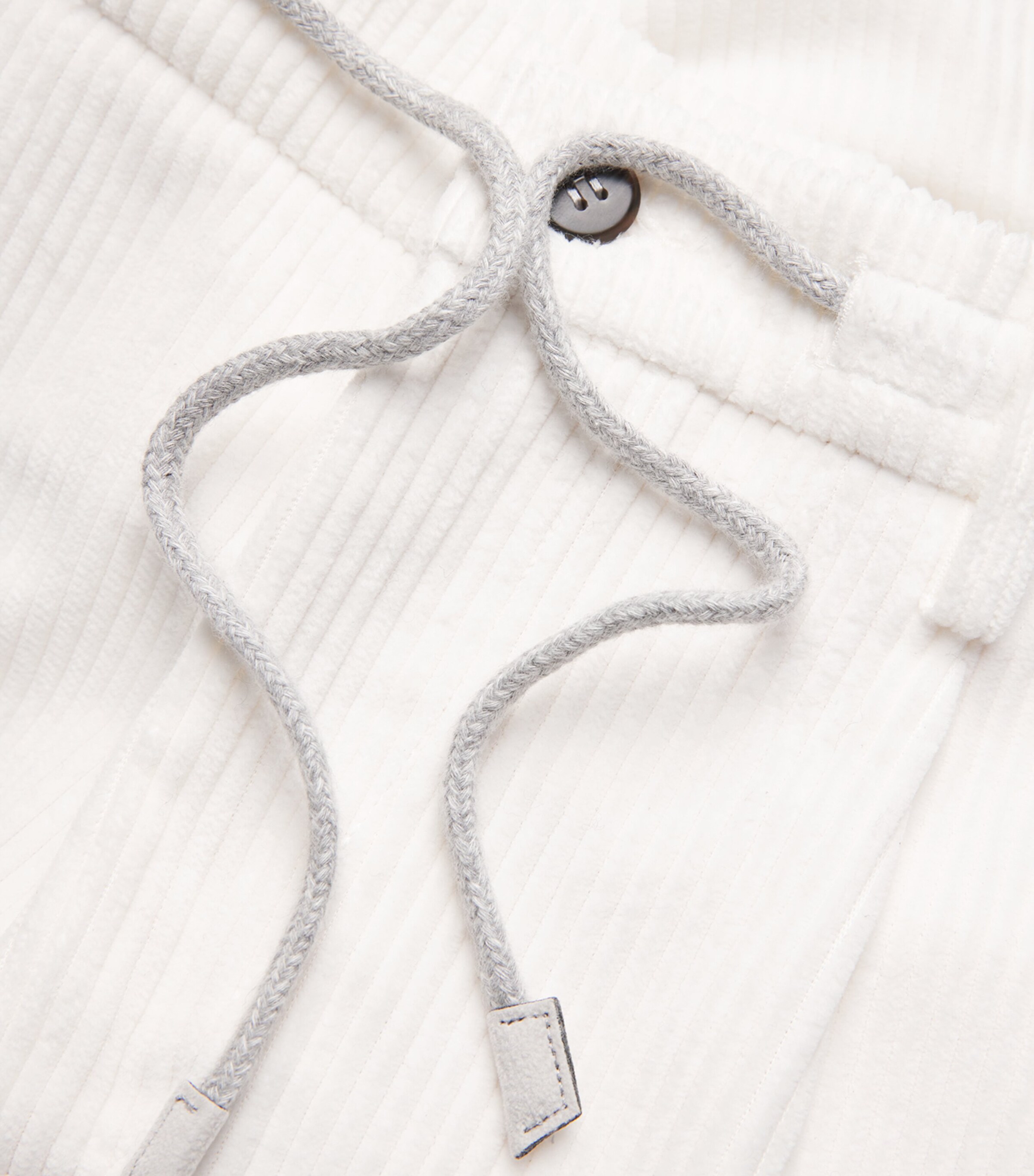 Cotton Corduroy Drawstring Straight Trousers BIANCO Image 5
