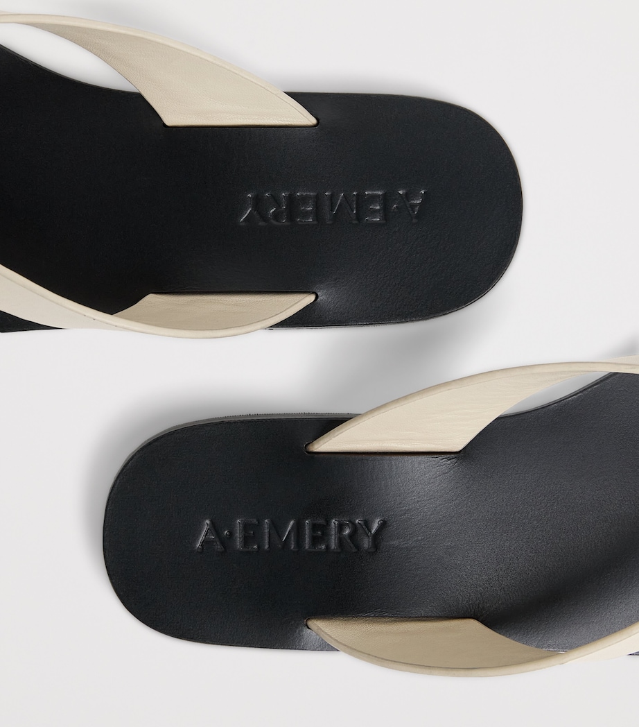 A.EMERY Leather Kinto Flip Flops Eggshell/ Black Image 7