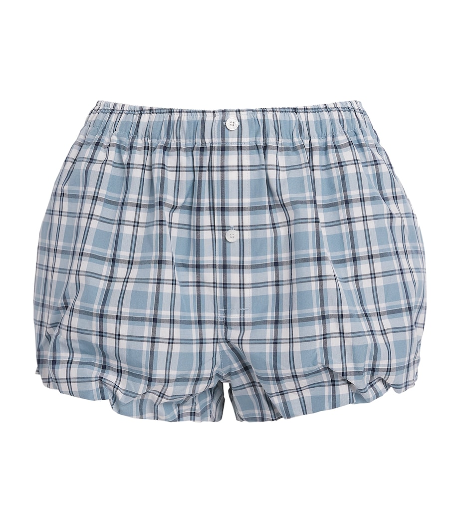 Acne Studios Womens Cotton Check Bloomer Shorts Blue/white Image 1