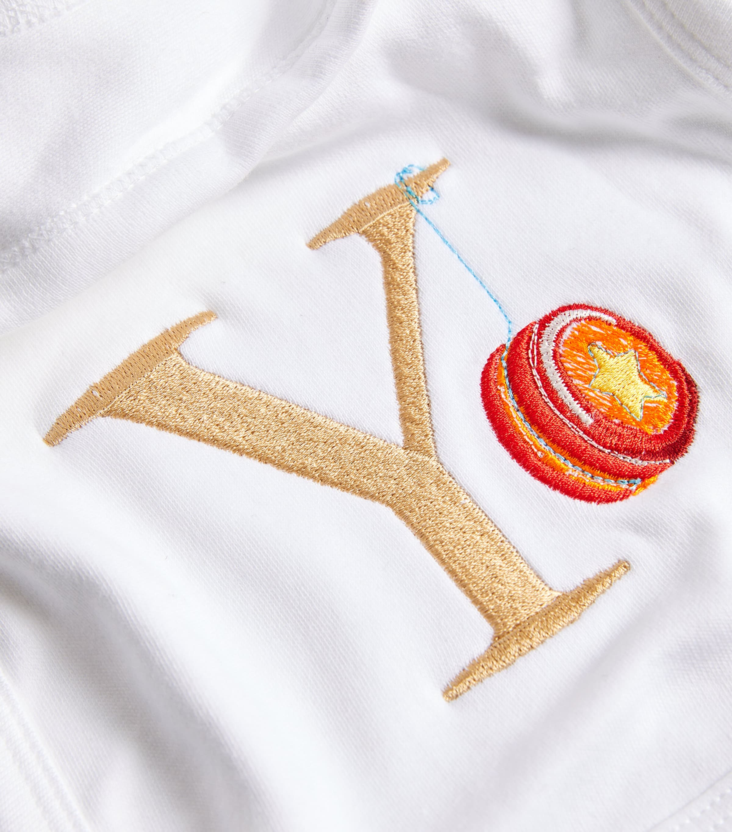 PAINT MY DREAMS Cotton 'Y' Monogram Bib White Image 2