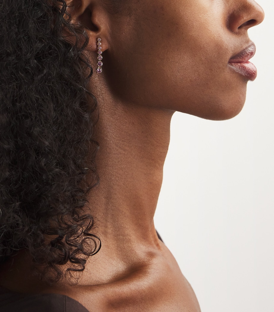 Yellow Gold and Pink Sapphire Tennis Stud Earrings YELLOW GOLD Image 2