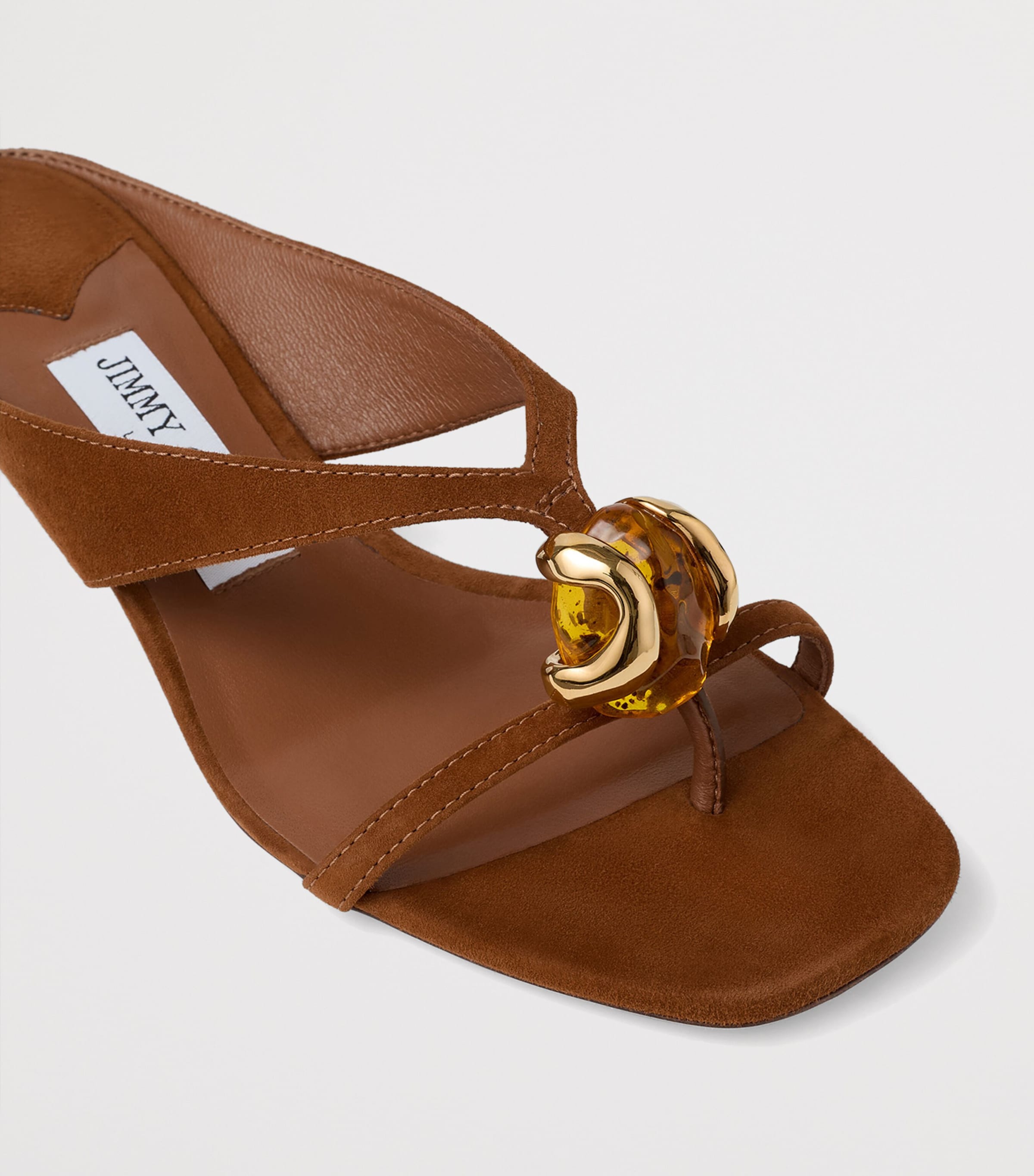 Jimmy Choo Emeristone 35 Suede Heeled Mules Tan/amber Image 5