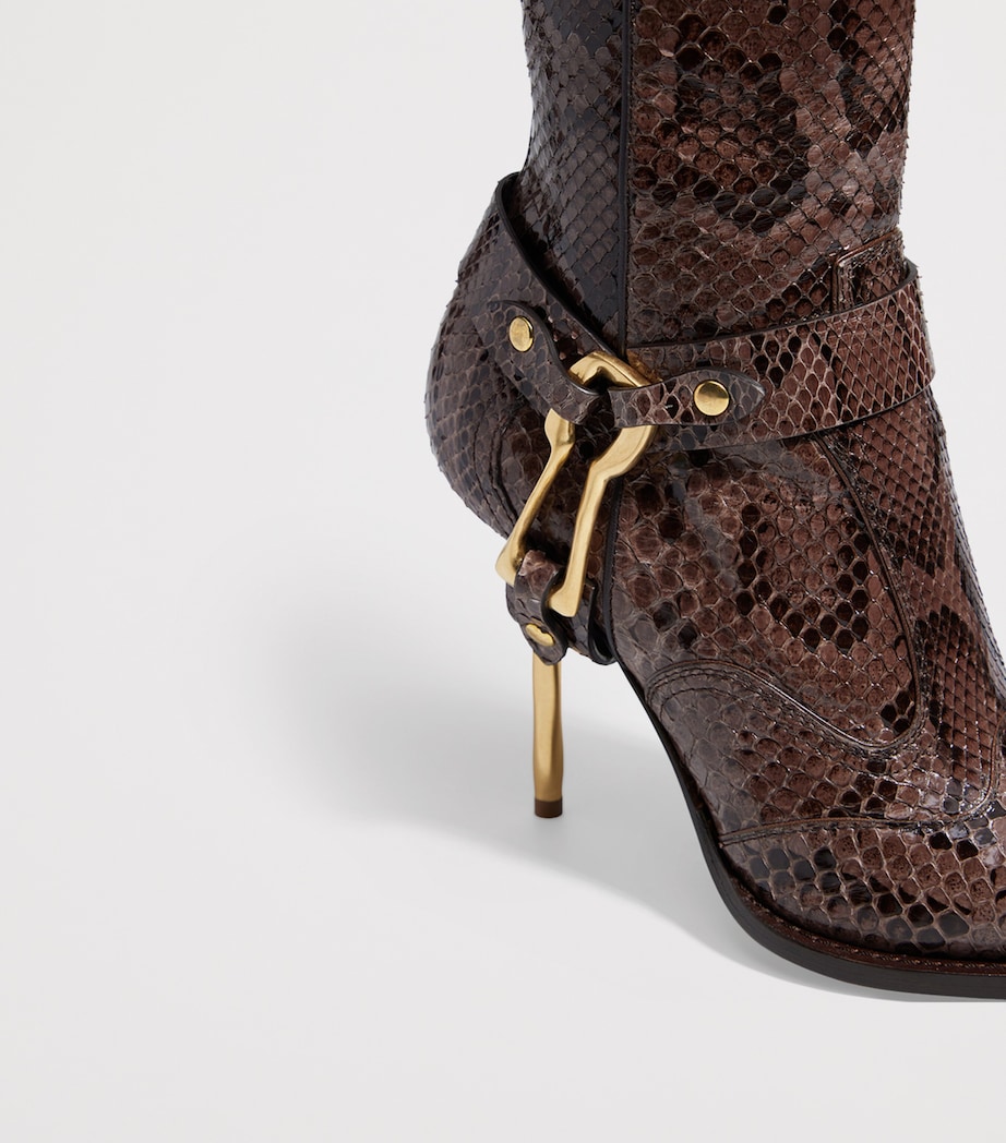 Python Skin Keyhole Ankle Boots 95 800 BROWN Image 6