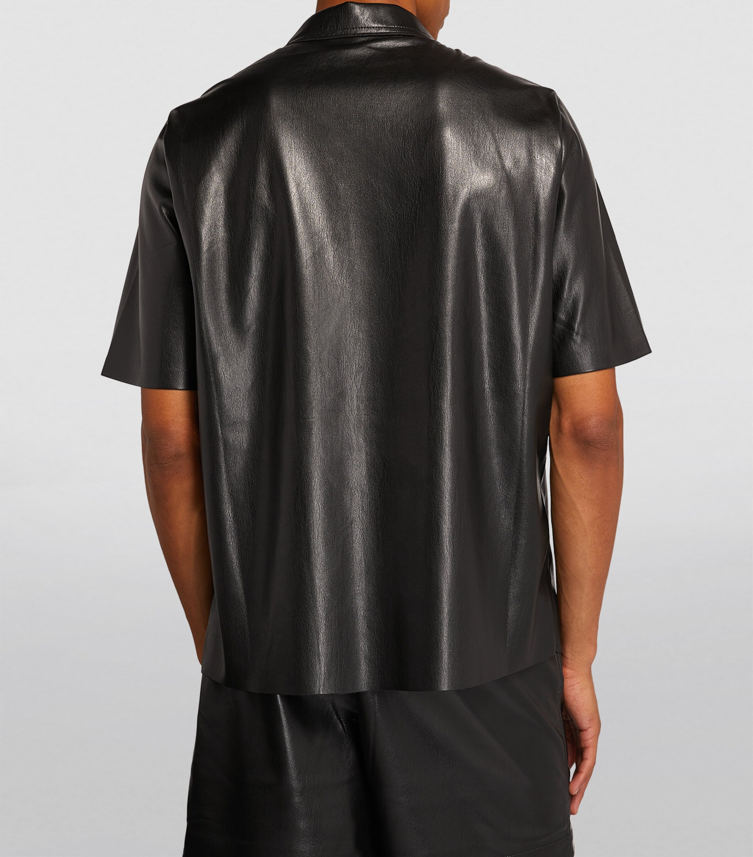 Nanushka Mens Faux Leather Shirt Black Image 4