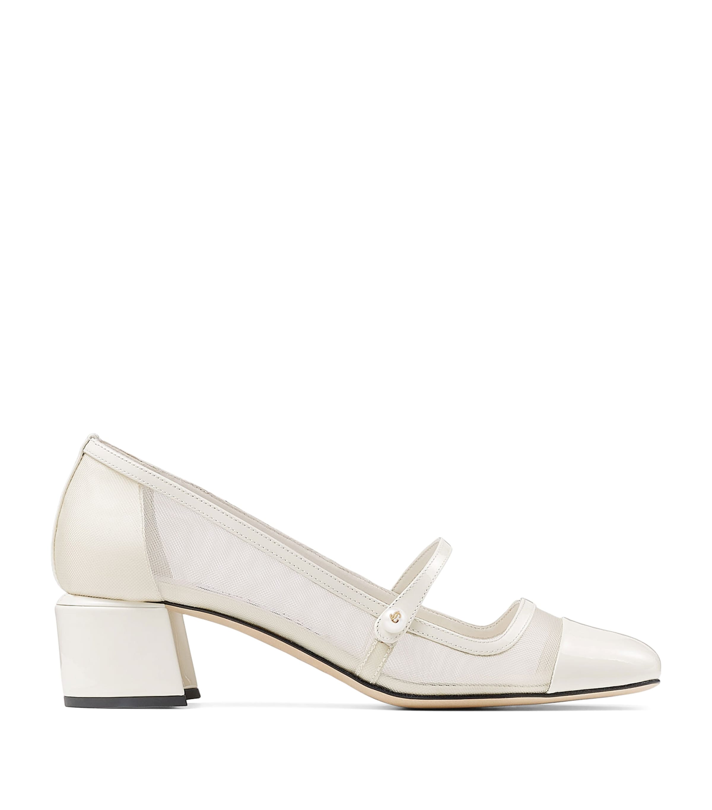 Shop Jimmy Choo Elisa 45 Leather Mary Jane Heeled Pumps In White