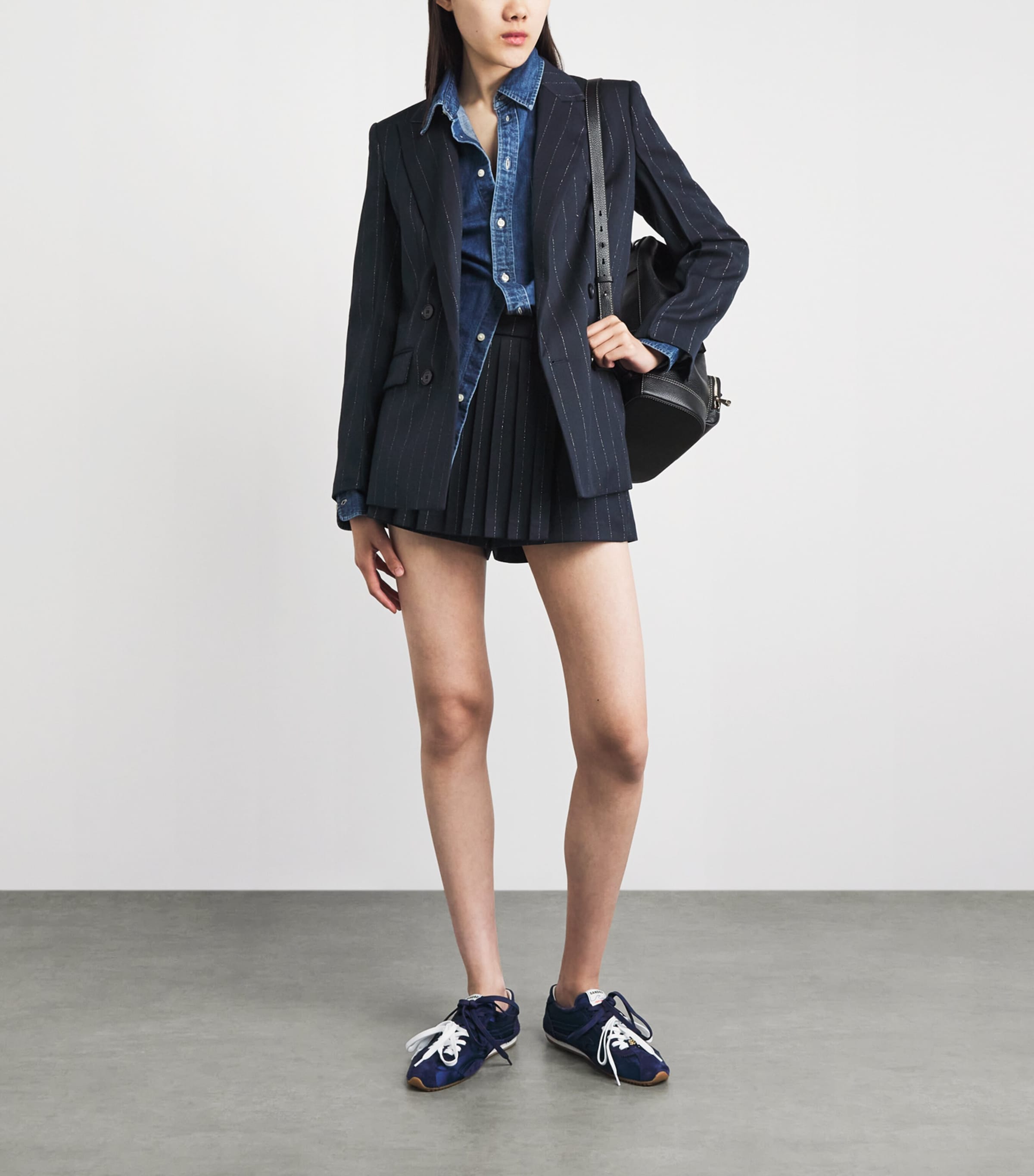 Maje Womens Stripe Suit Jacket Navy Image 2