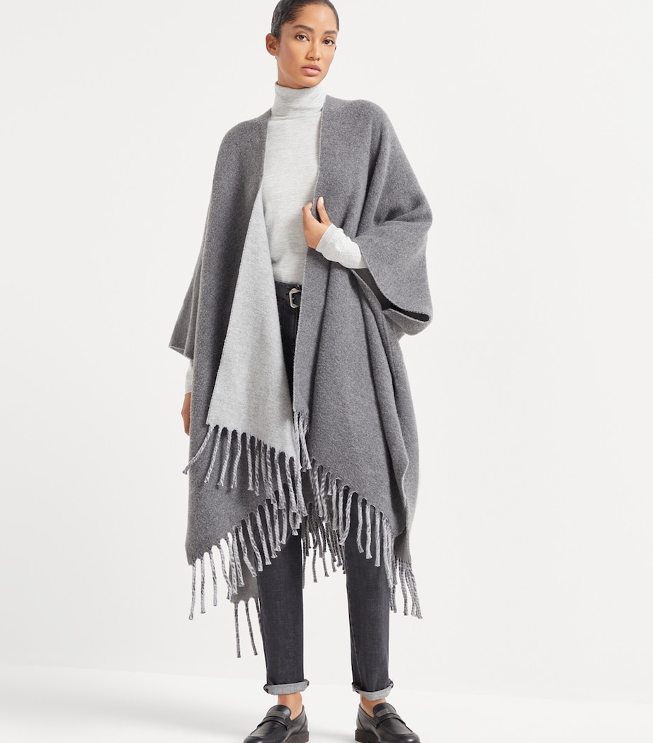 Wool-Cashmere Reversible Poncho CHA14 Image 3