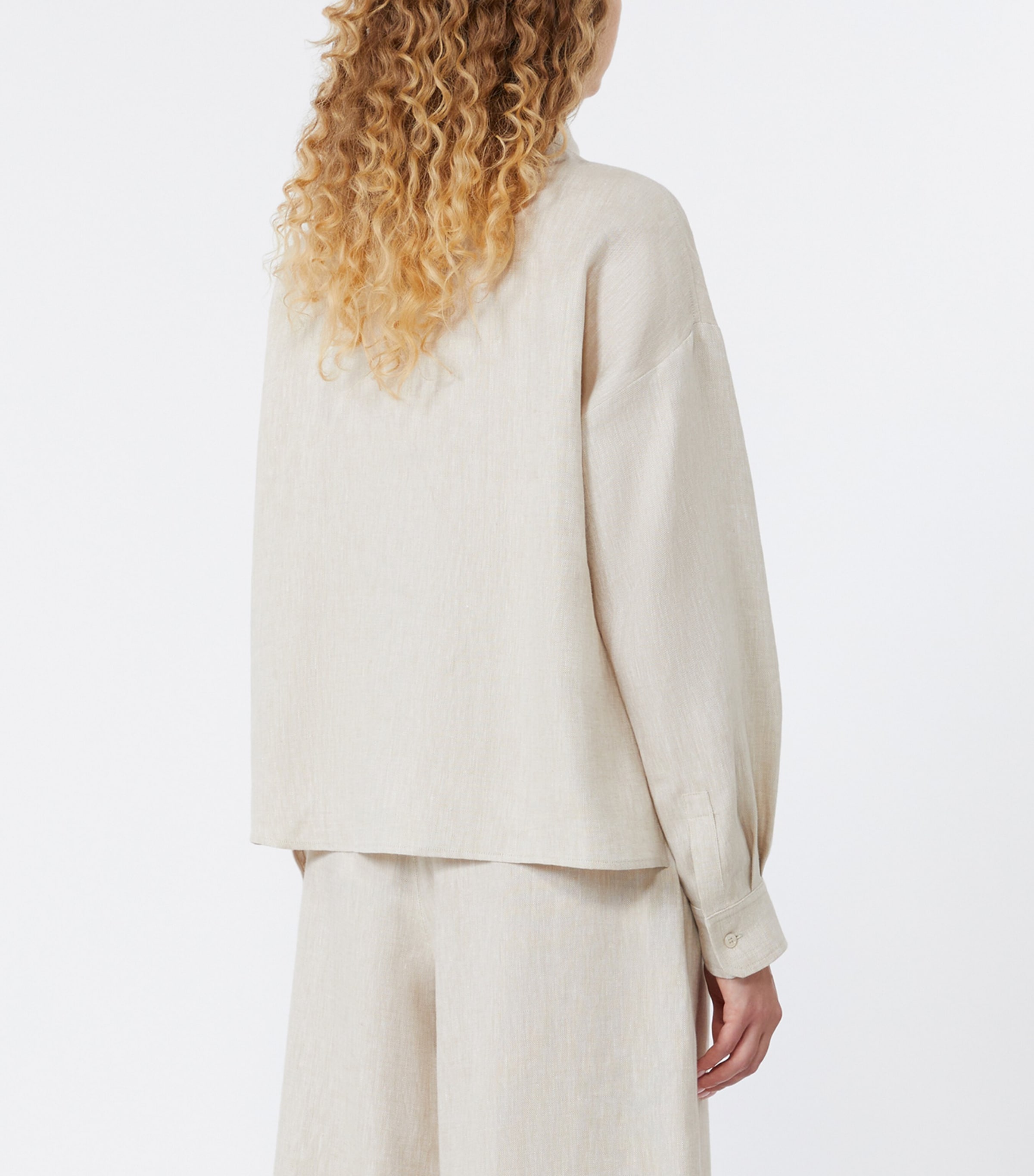 Weekend Max Mara Womens Linen Shirt Jacket Ecru Image 4