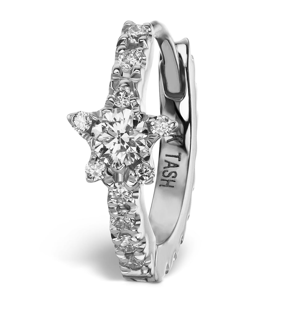 White Gold Diamond Star Eternity Hoop Earring (8mm) WHITE GOLD Image 1