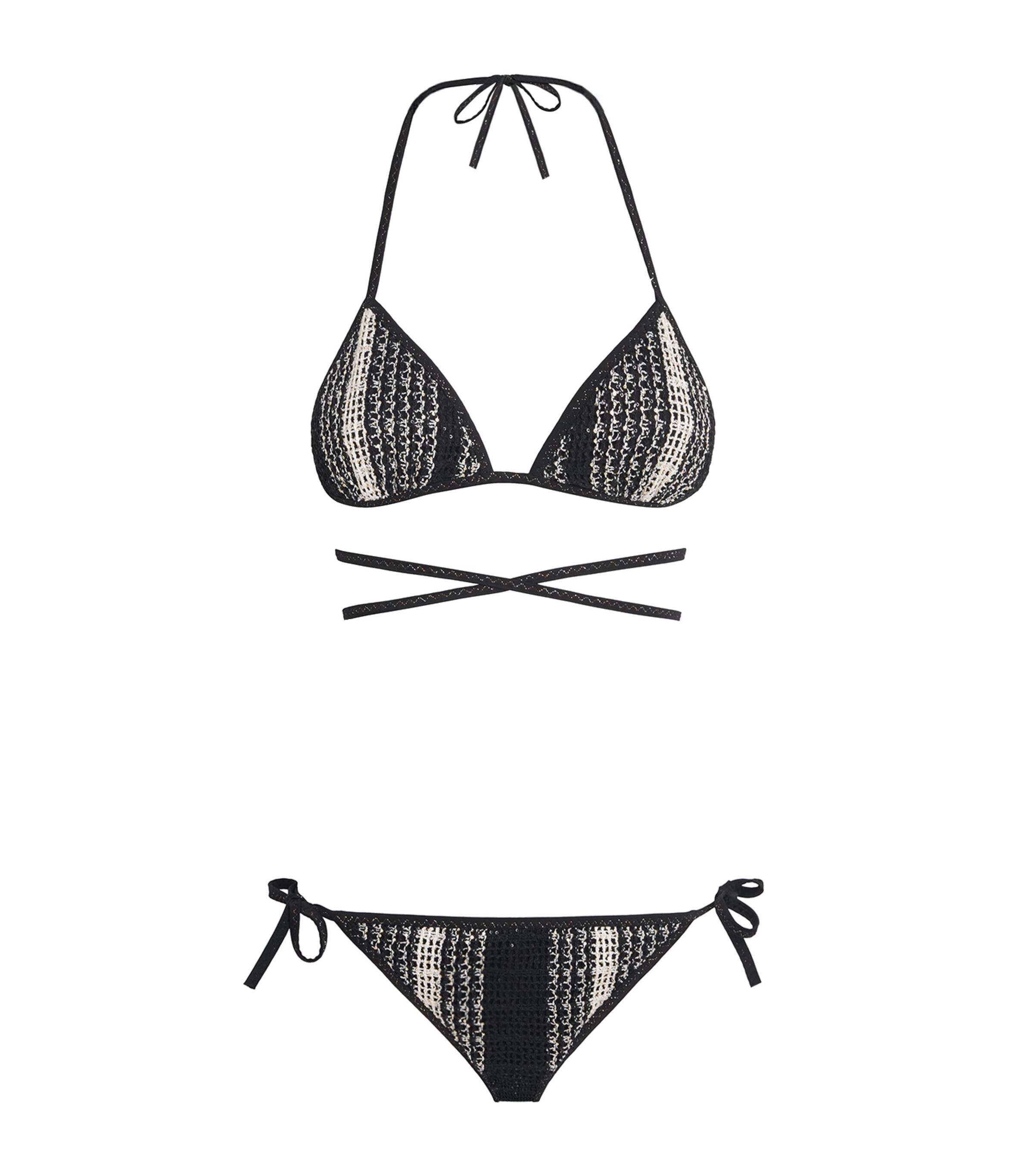 Missoni Womens Striped Tie-Up Triangle Bikini White/black Image 1