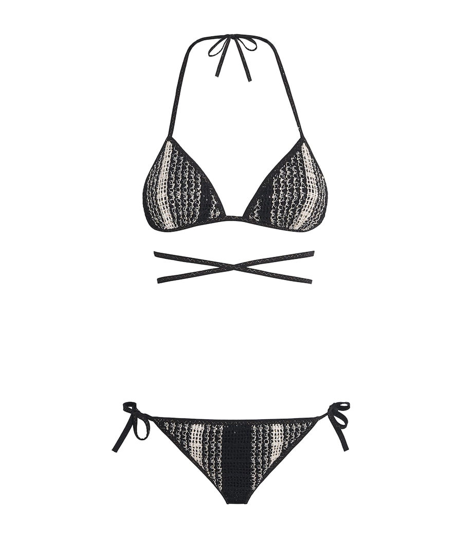 Missoni Womens Striped Tie-Up Triangle Bikini White/black Image 1