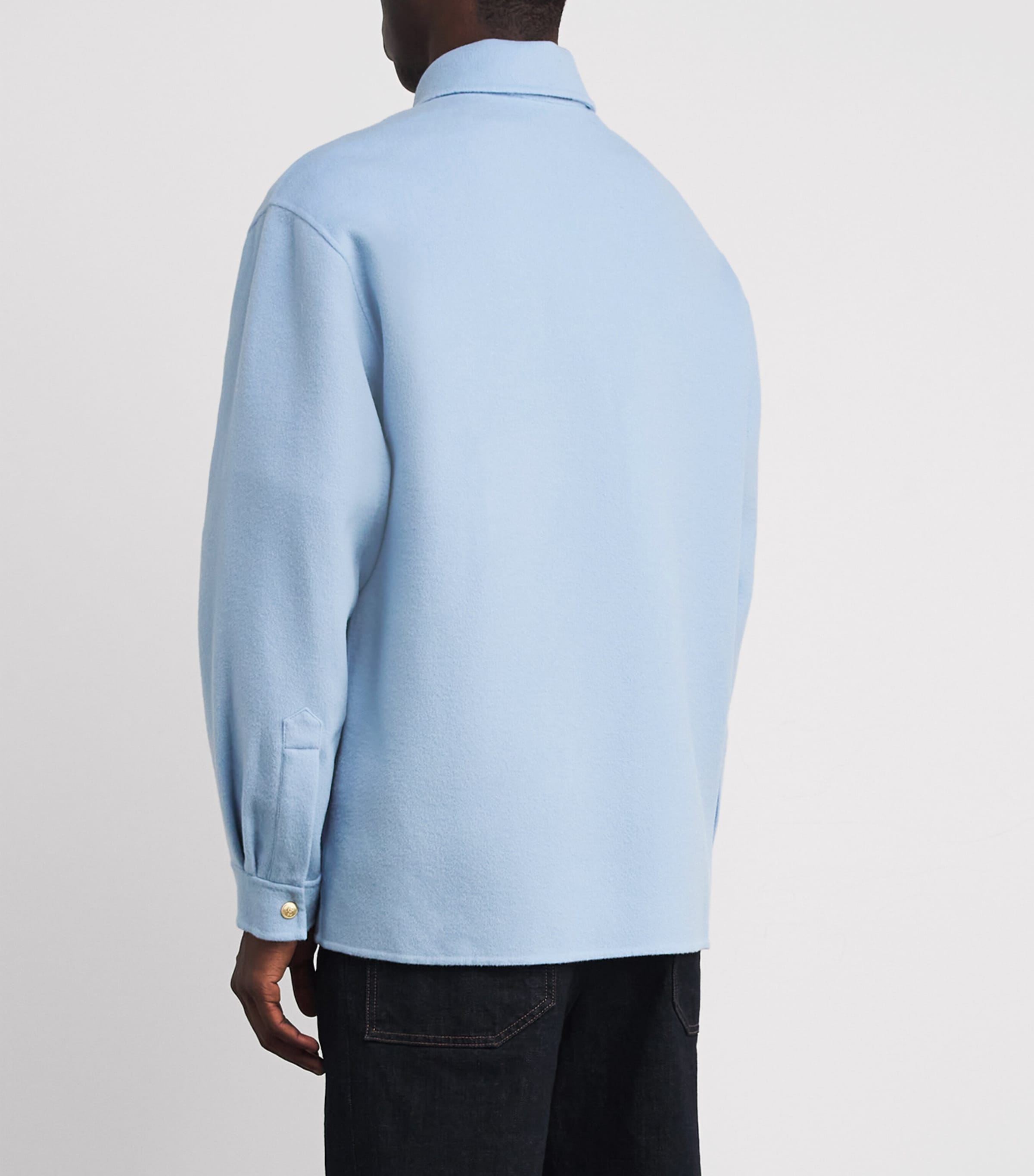 Wool-Blend Logo Overshirt LIGHT BLUE Image 4
