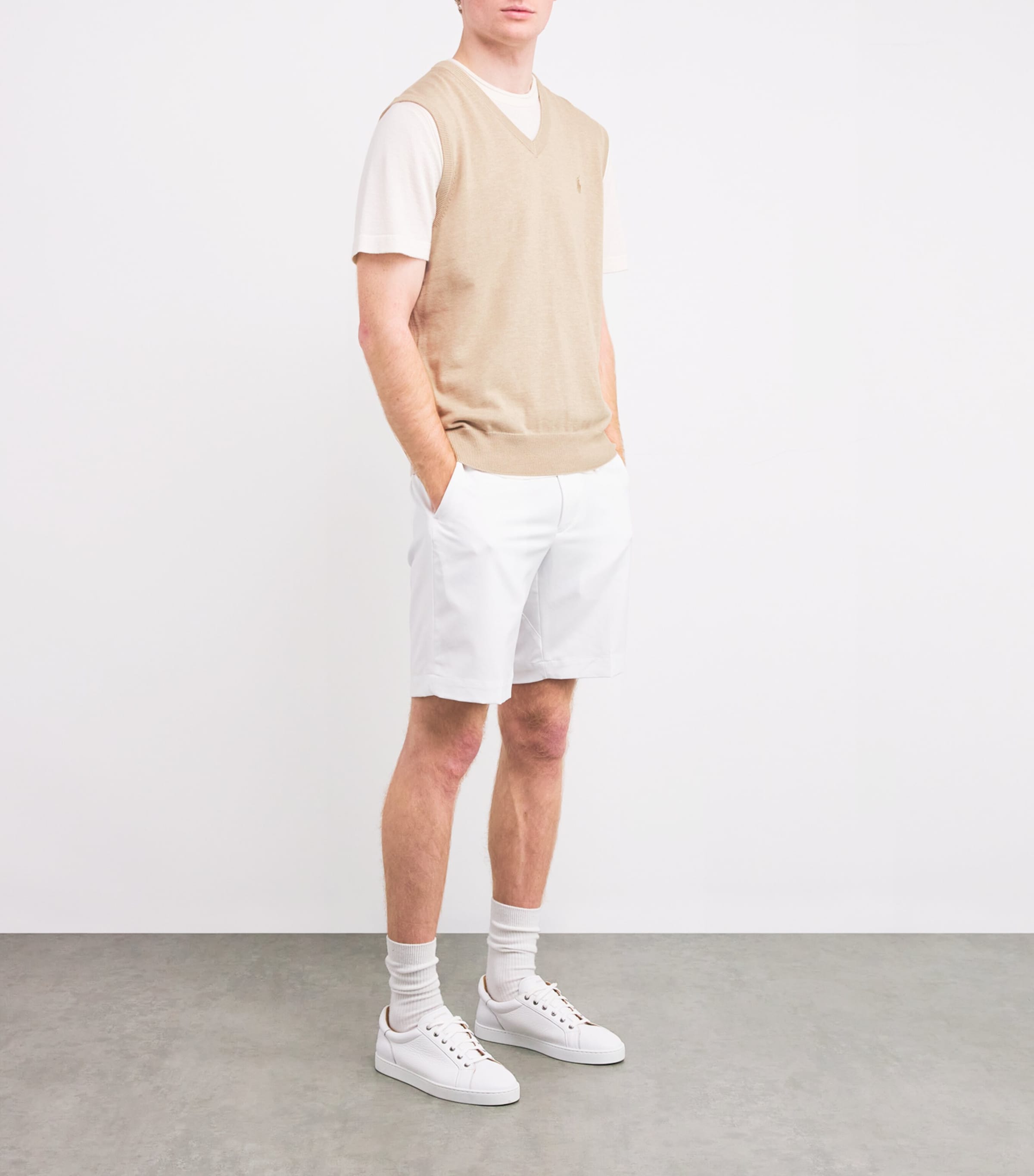 Cotton-Blend Polo Pony Sweater Vest ECRU TAN HEATHER Image 2