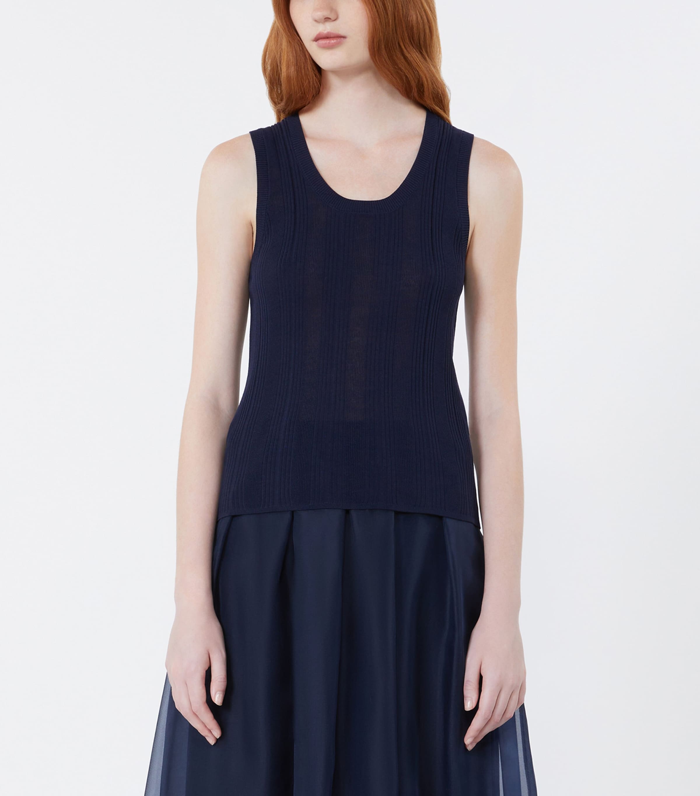 Weekend Max Mara Womens Rib-Knit Tank Top Navy Image 3