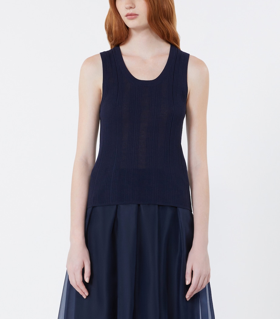 Weekend Max Mara Womens Rib-Knit Tank Top Navy Image 3