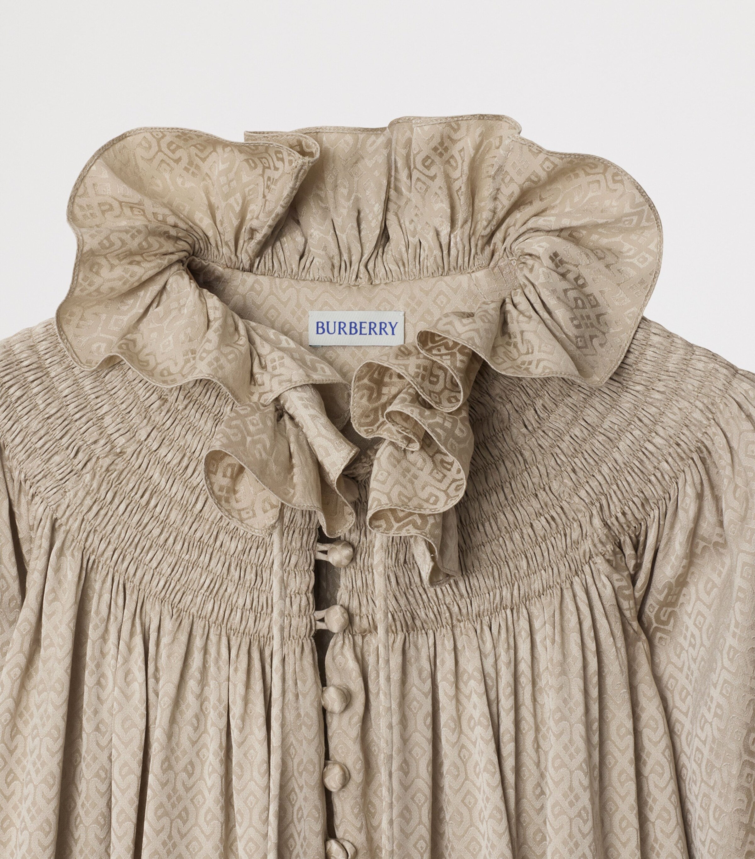 Silk Geometric Jacquard Blouse TAUPE BEIGE IP PAT Image 4