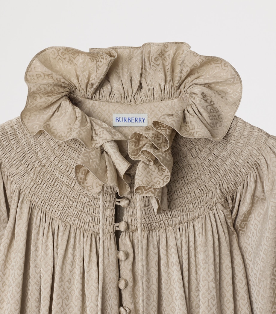 Silk Geometric Jacquard Blouse TAUPE BEIGE IP PAT Image 4