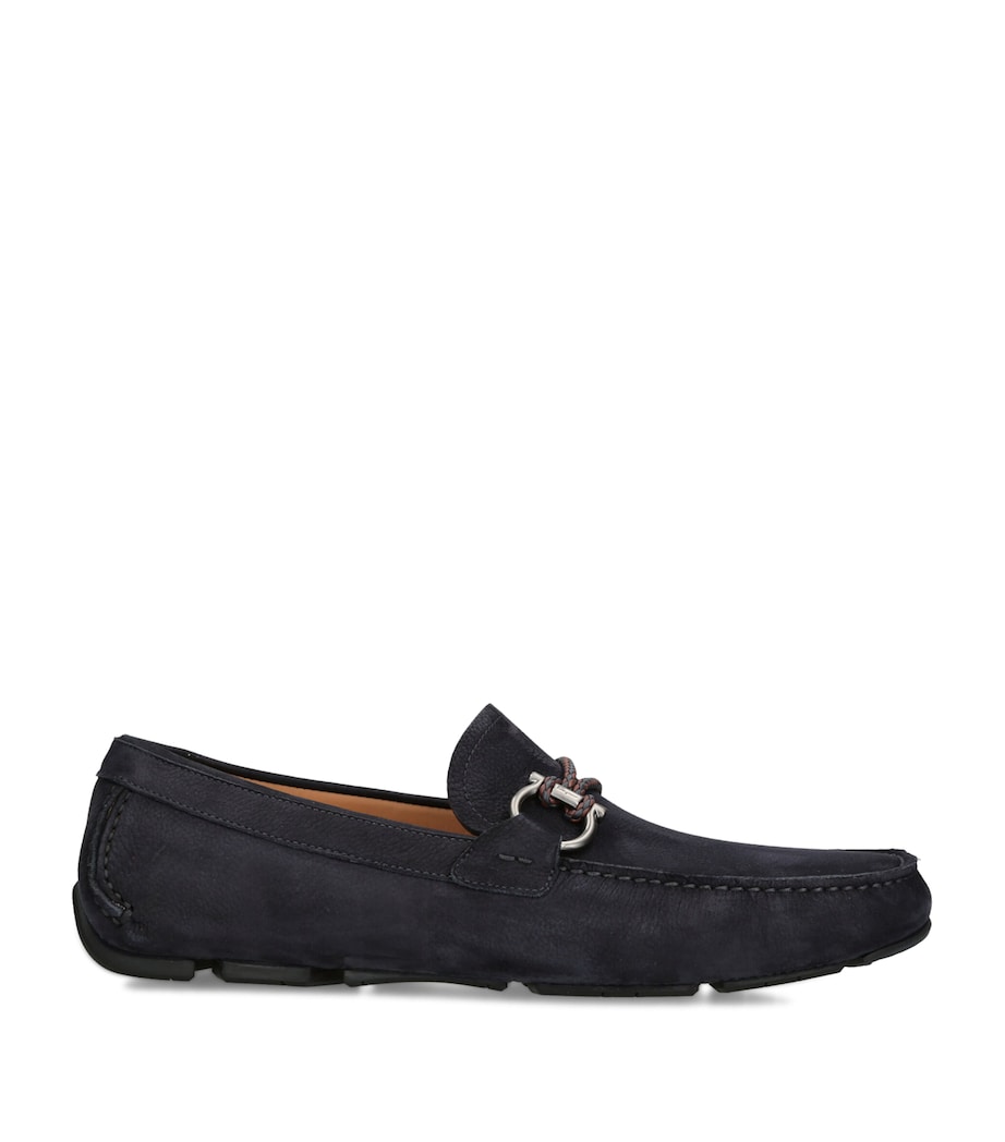 Salvatore Ferragamo Nubuck Front 4 Driving Shoes Navy Image 1